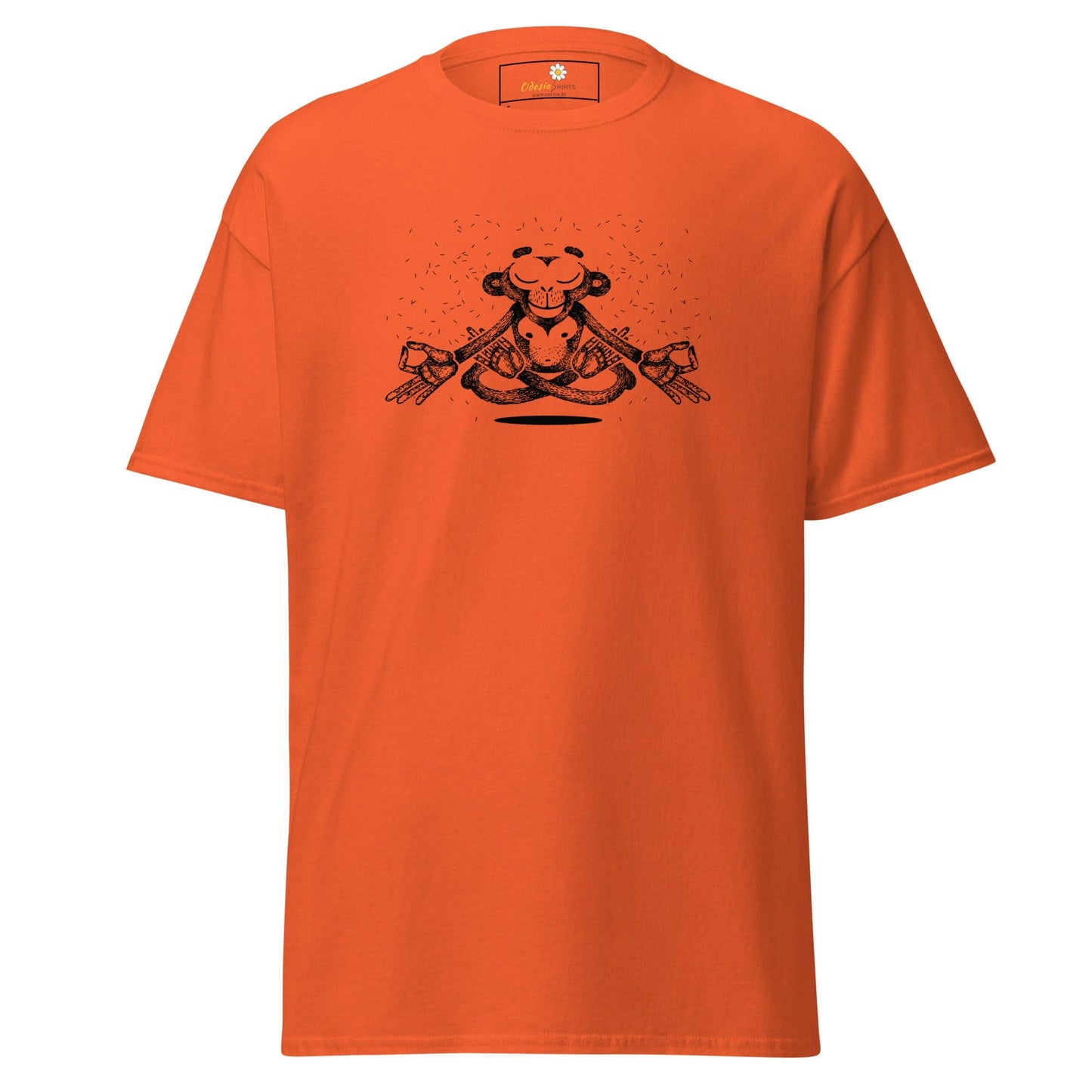 Orange T-shirt with playful monkey graphic from T-SHIRT DESIGN TEE collection for men and women
