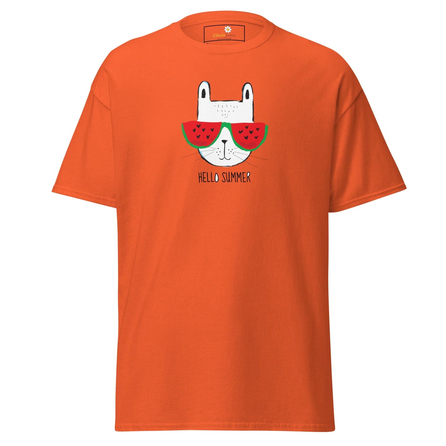 Unisex classic t-shirt - SUMMER HELLO CAT - REGULAR - Orange / S