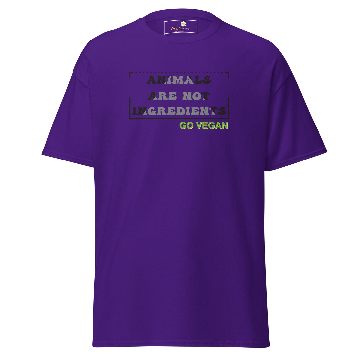 Unisex classic t-shirt - VEGAN ANIMALS NO INGREDIENTS - REGULAR - Purple / S