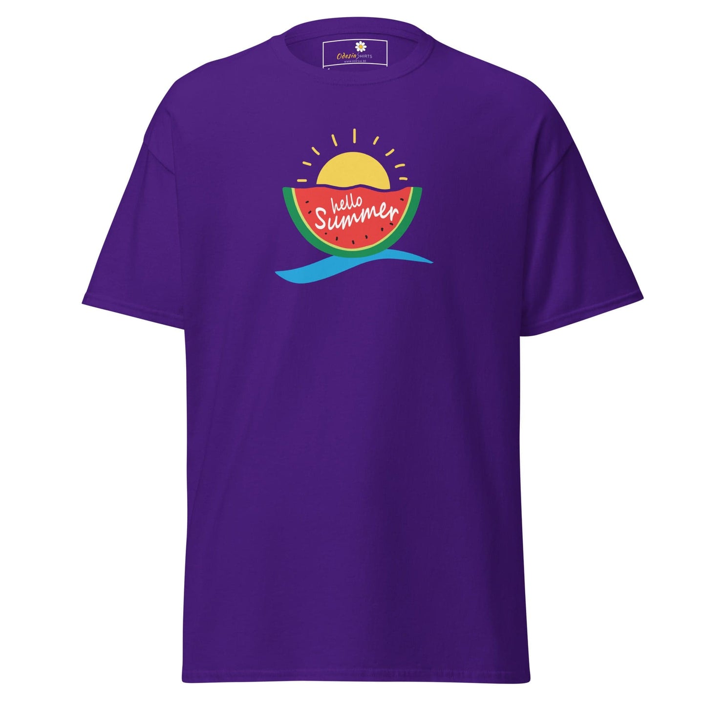Purple T-Shirt with summer graphic displayed in T-SHIRT DESIGN TEE for Men and Women