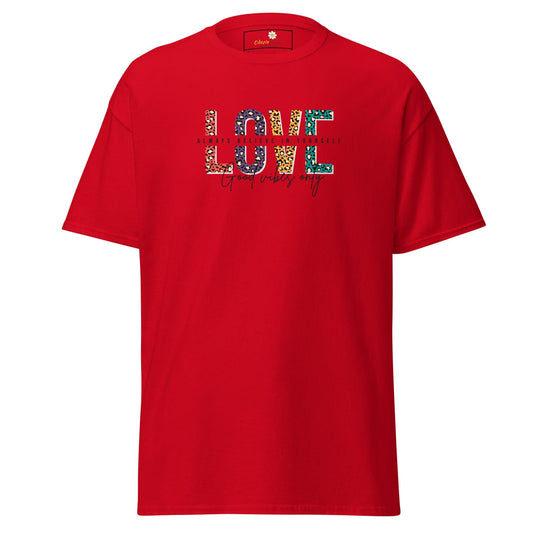 Unisex classic t-shirt - TEXT LOVE YOURSELF - REGULAR - Red / S