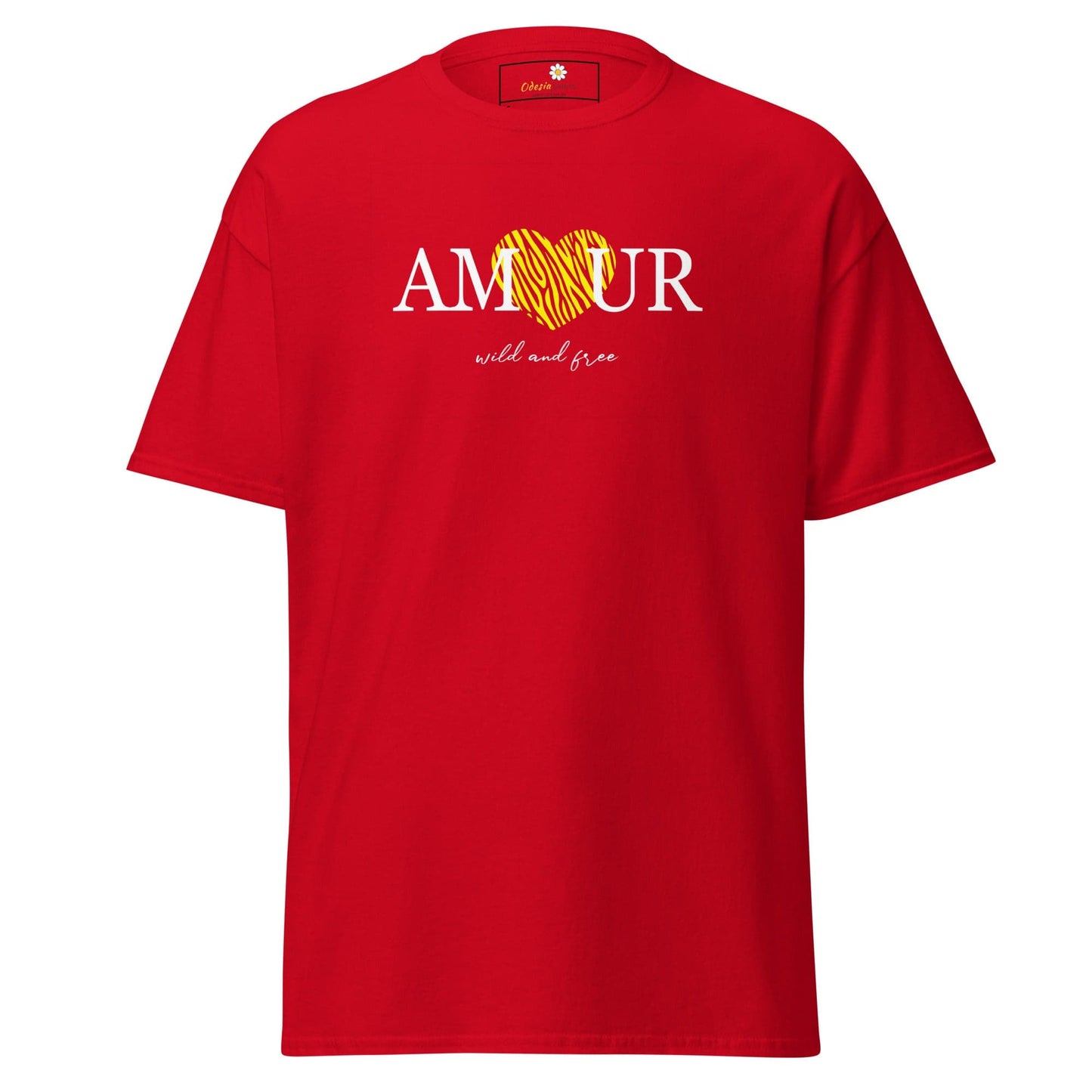 Unisex classic t-shirt TEXT AMOUR WILD N FREE - REGULAR - Red / S