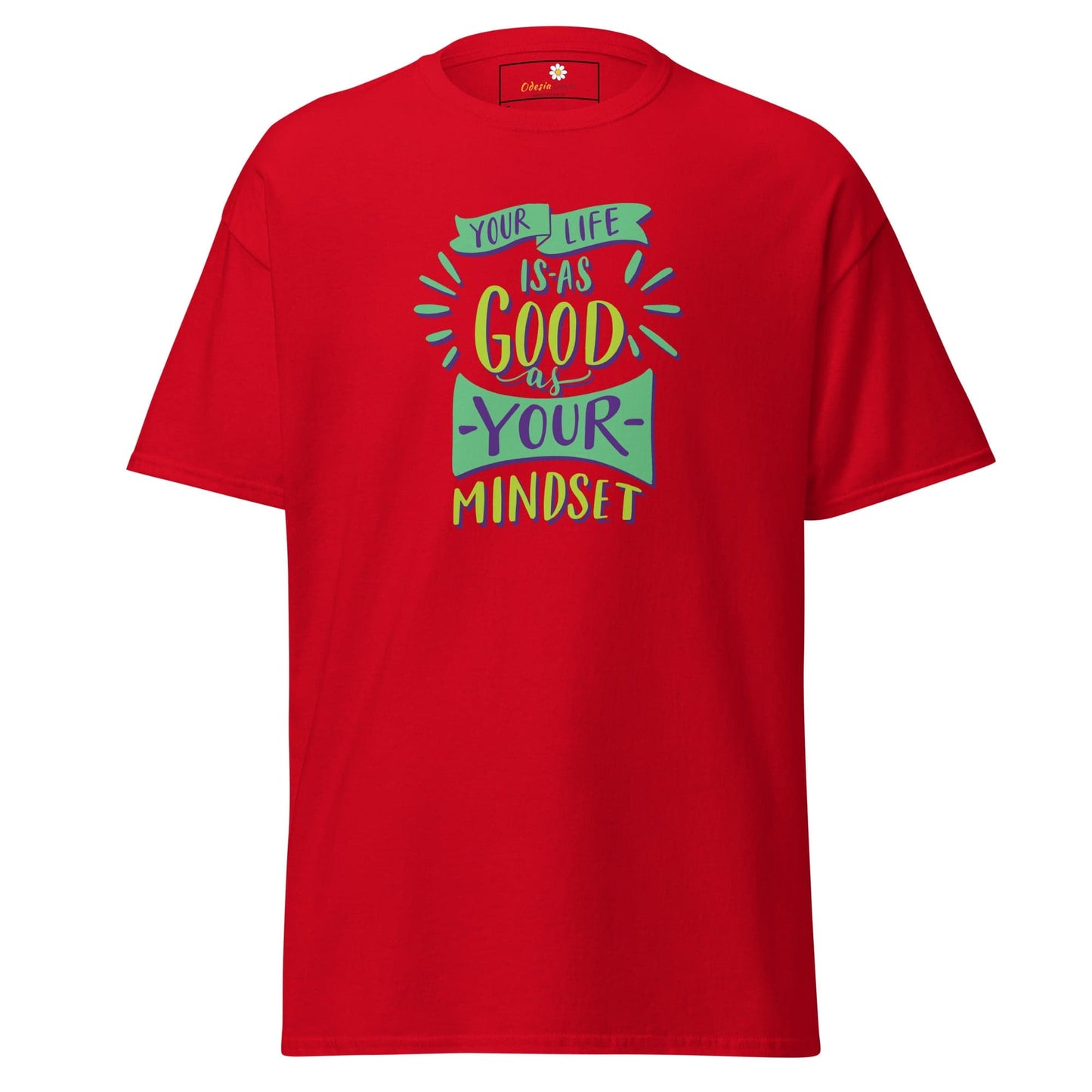 Red T-shirt with inspirational quote from T-SHIRT DESIGN TEE for men and women available in sizes S to XL