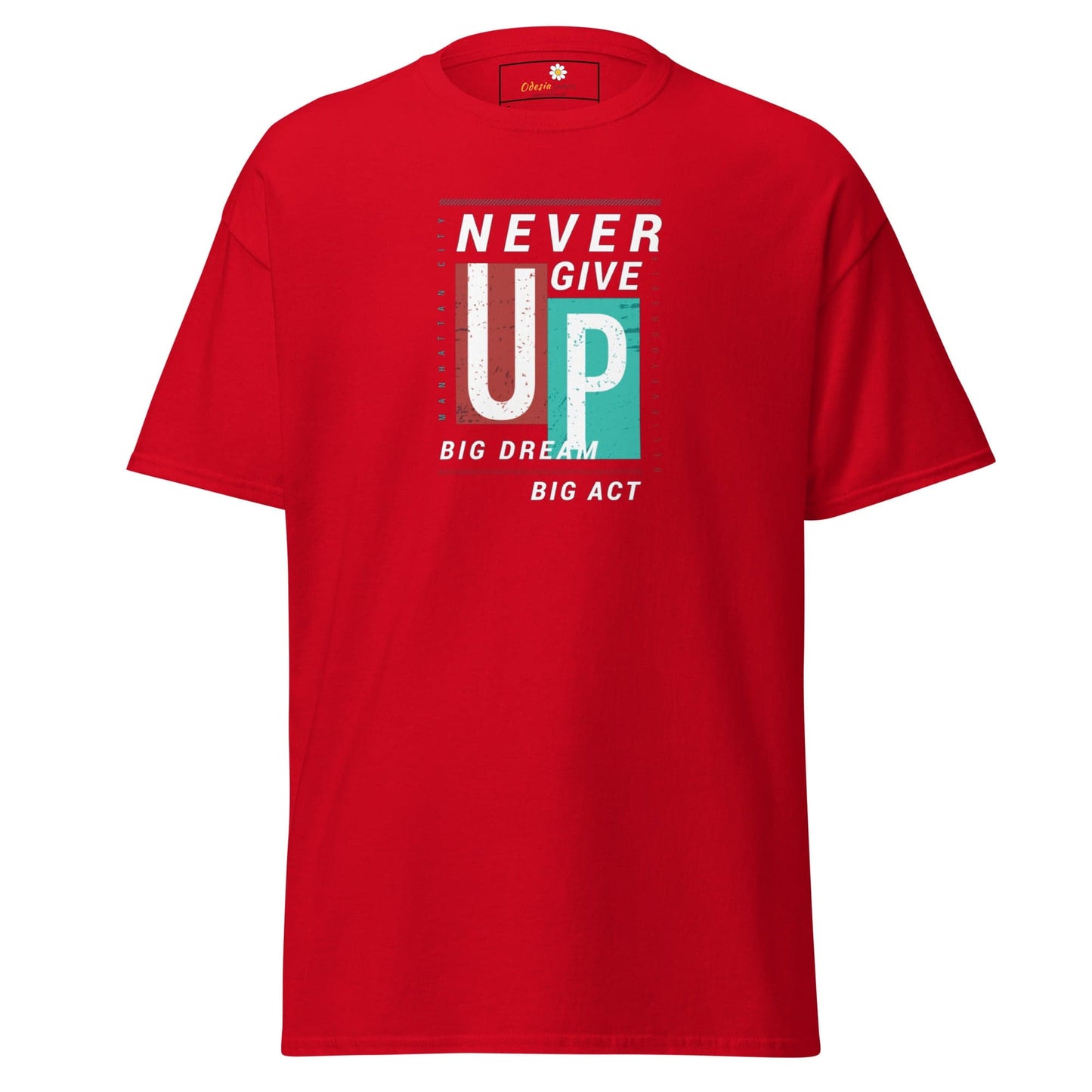 Unisex classic t-shirt - TEXT NEVER GIVE UP - REGULAR - Red / S