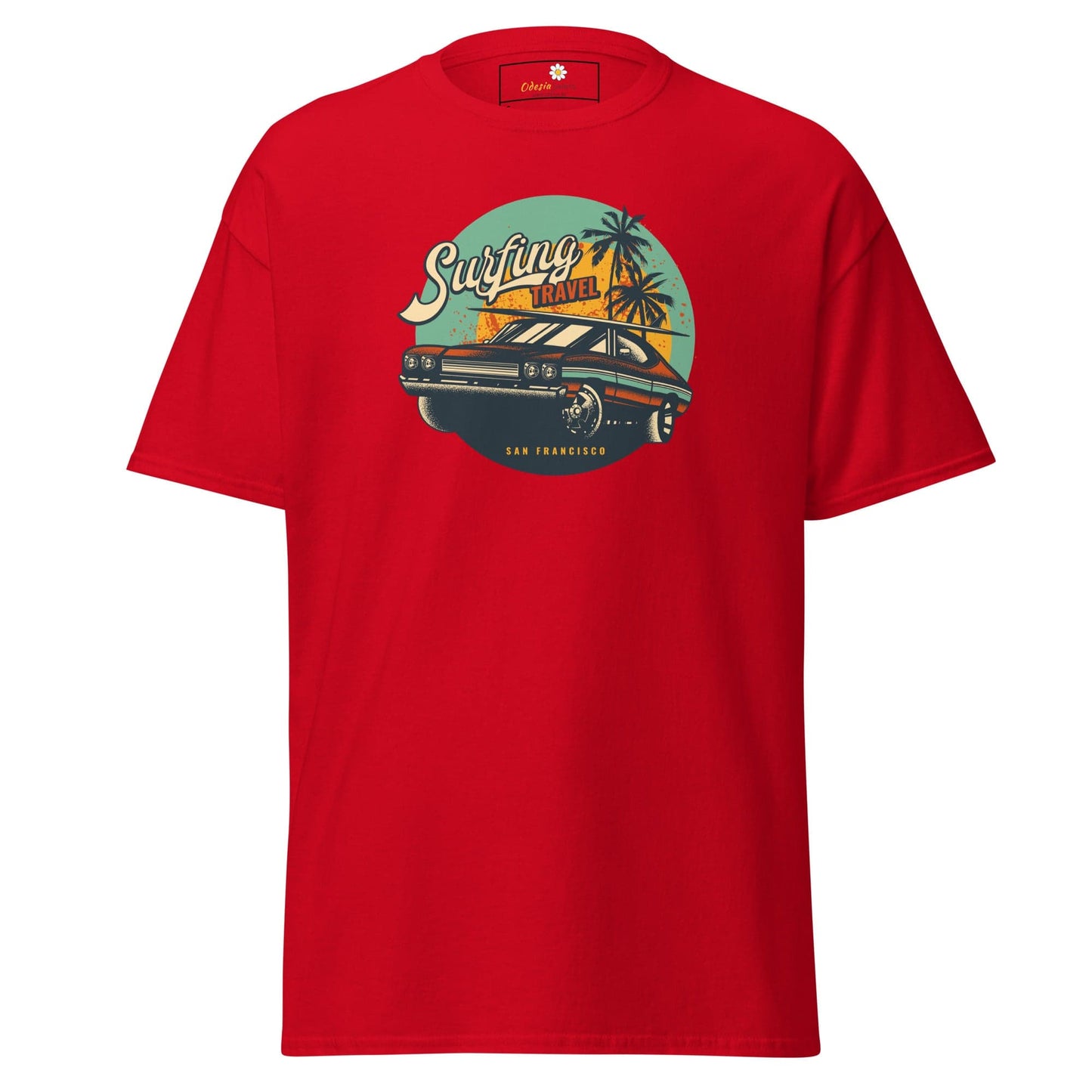 Red T-shirt with car graphic from T-SHIRT DESIGN TEE for Men and Women S to XL