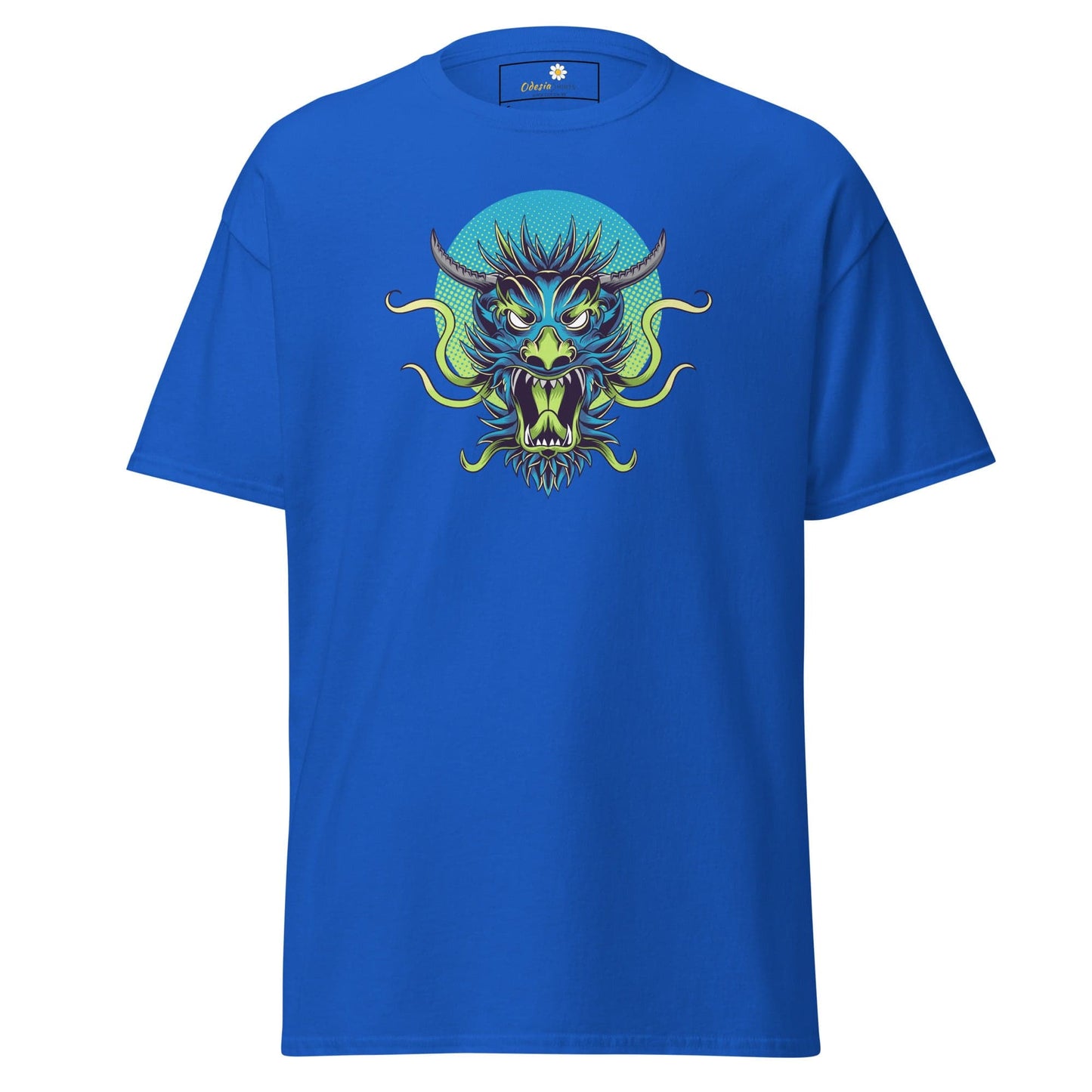 Blue T-shirt with dragon graphic from T-SHIRT DESIGN TEE for men and women S to XL