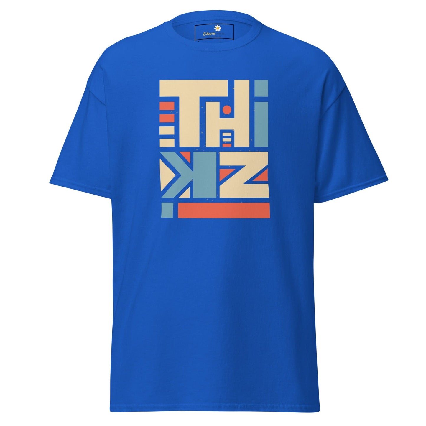 Blue T-shirt with geometric design for Men and Women in sizes S to XL