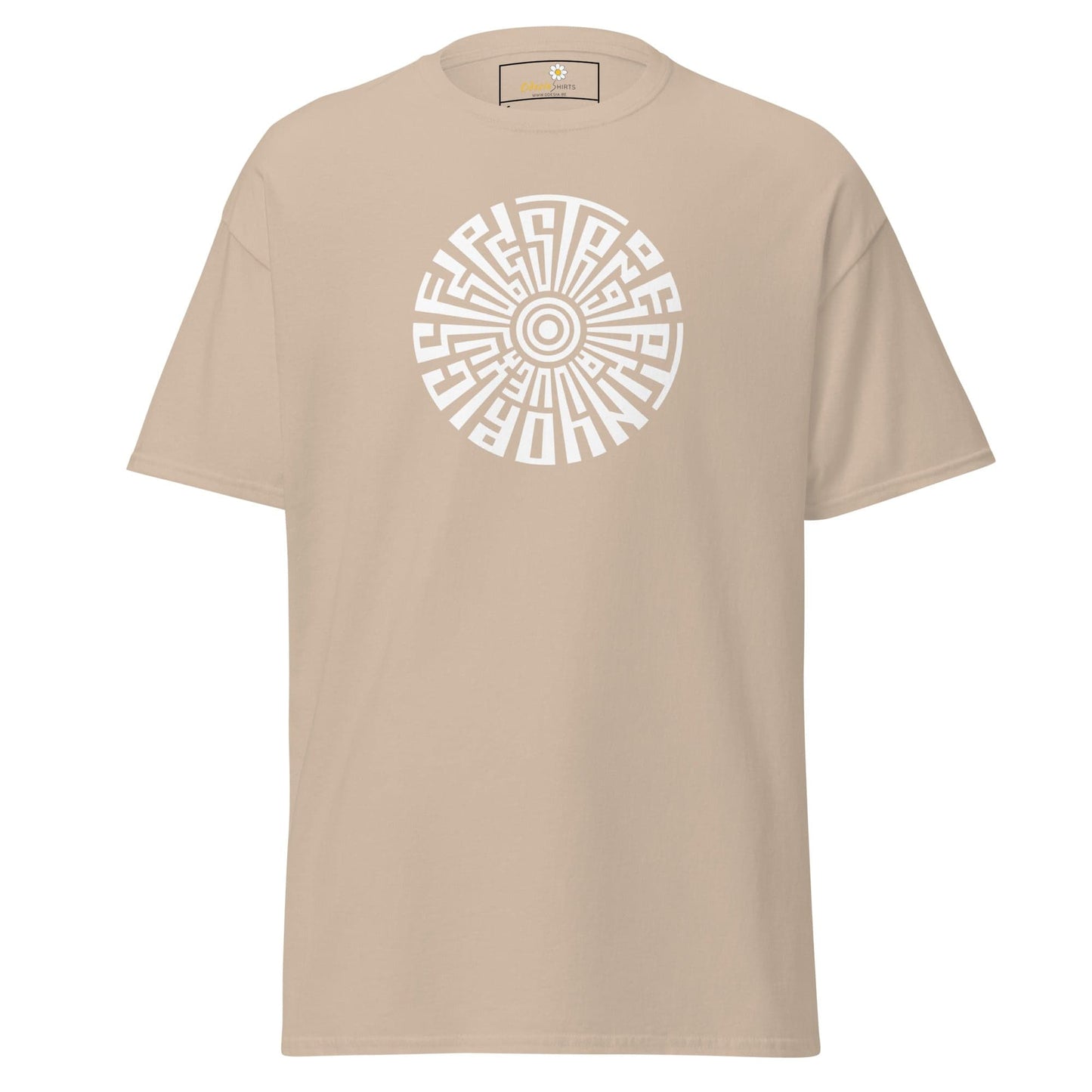 Beige T-shirt with circular design for Men and Women in sizes S to XL
