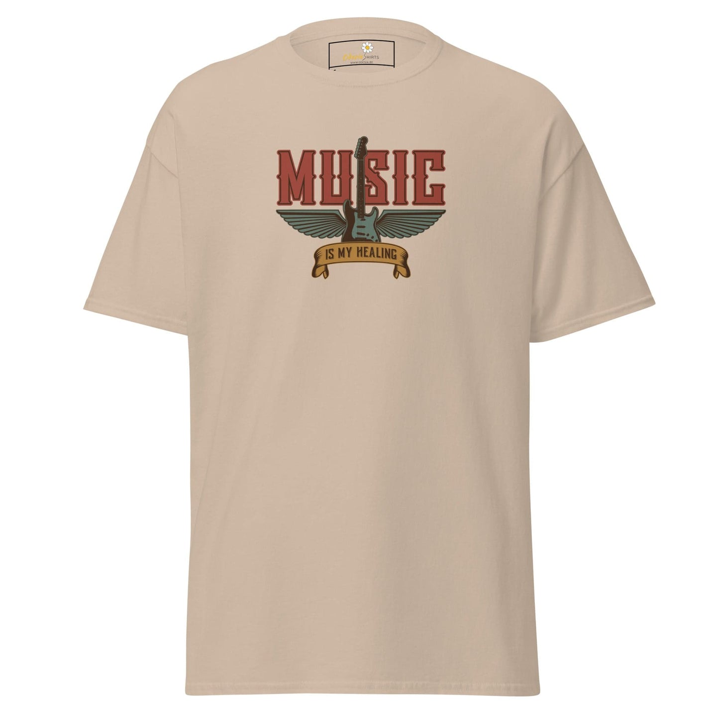 Unisex classic t-shirt - MUSIC GEAR HEALING - REGULAR - Sand / S