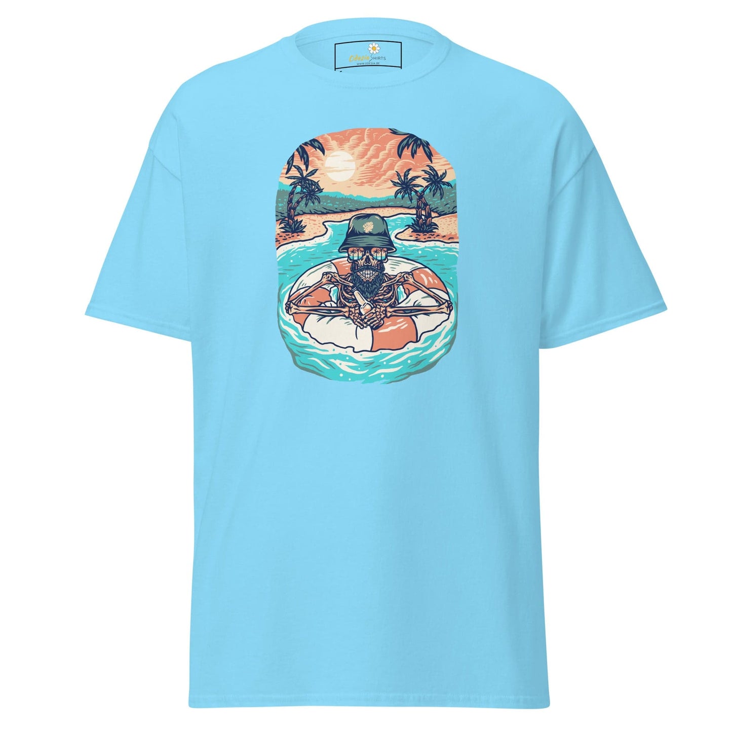 Unisex classic tshirt - SKULL SUMMER POOL - REGULAR - Sky / S