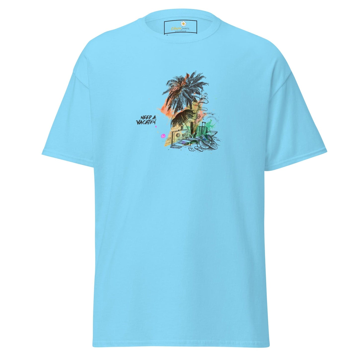 Unisex classic t-shirt - SUMMER NEED A VACATION - REGULAR - Sky / S