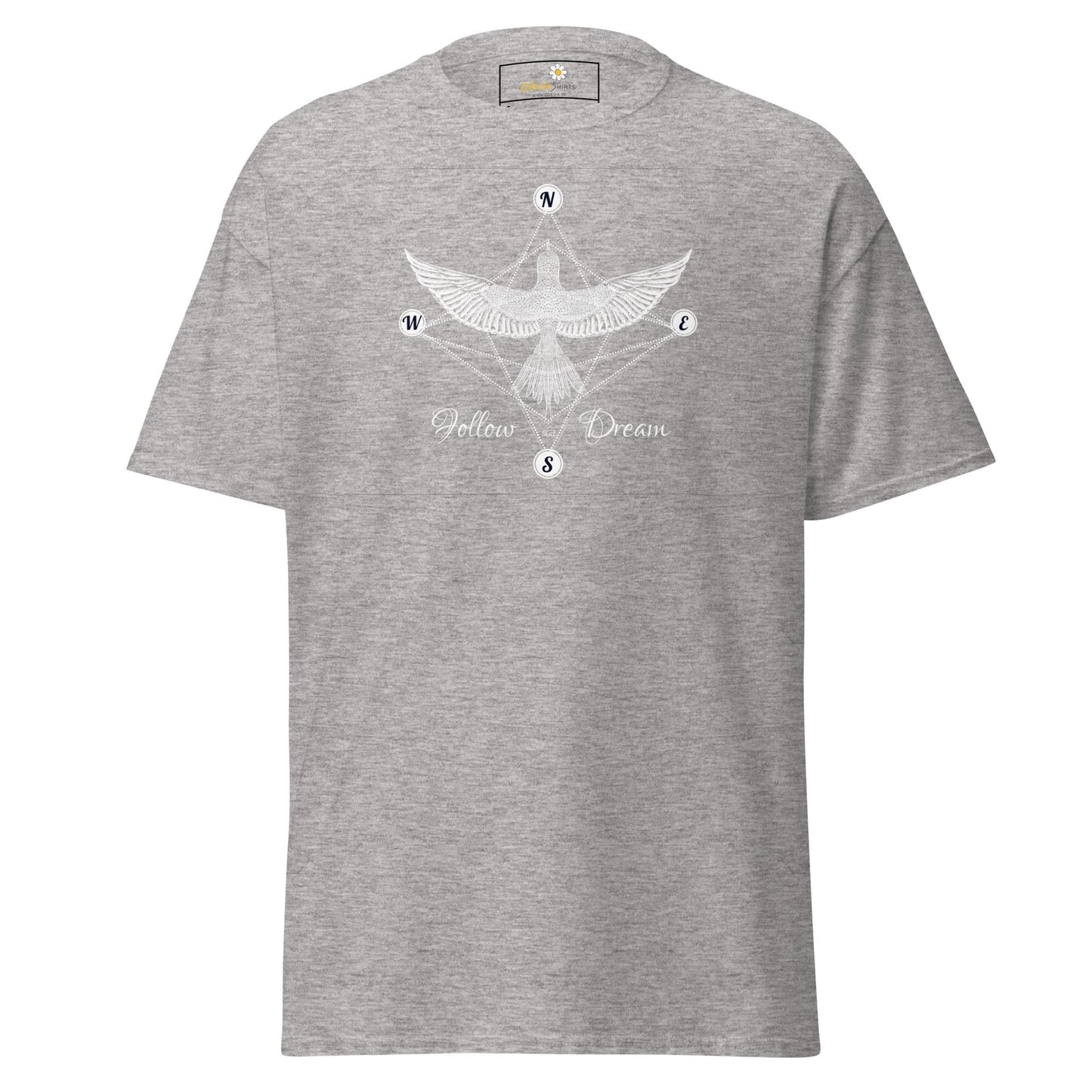 Gray T-shirt with bird design from T-SHIRT DESIGN TEE for men and women in sizes S to XL