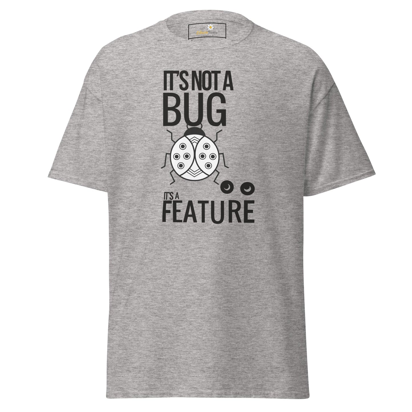 Gray T-shirt featuring a bug graphic from the T-SHIRT DESIGN TEE collection for men and women