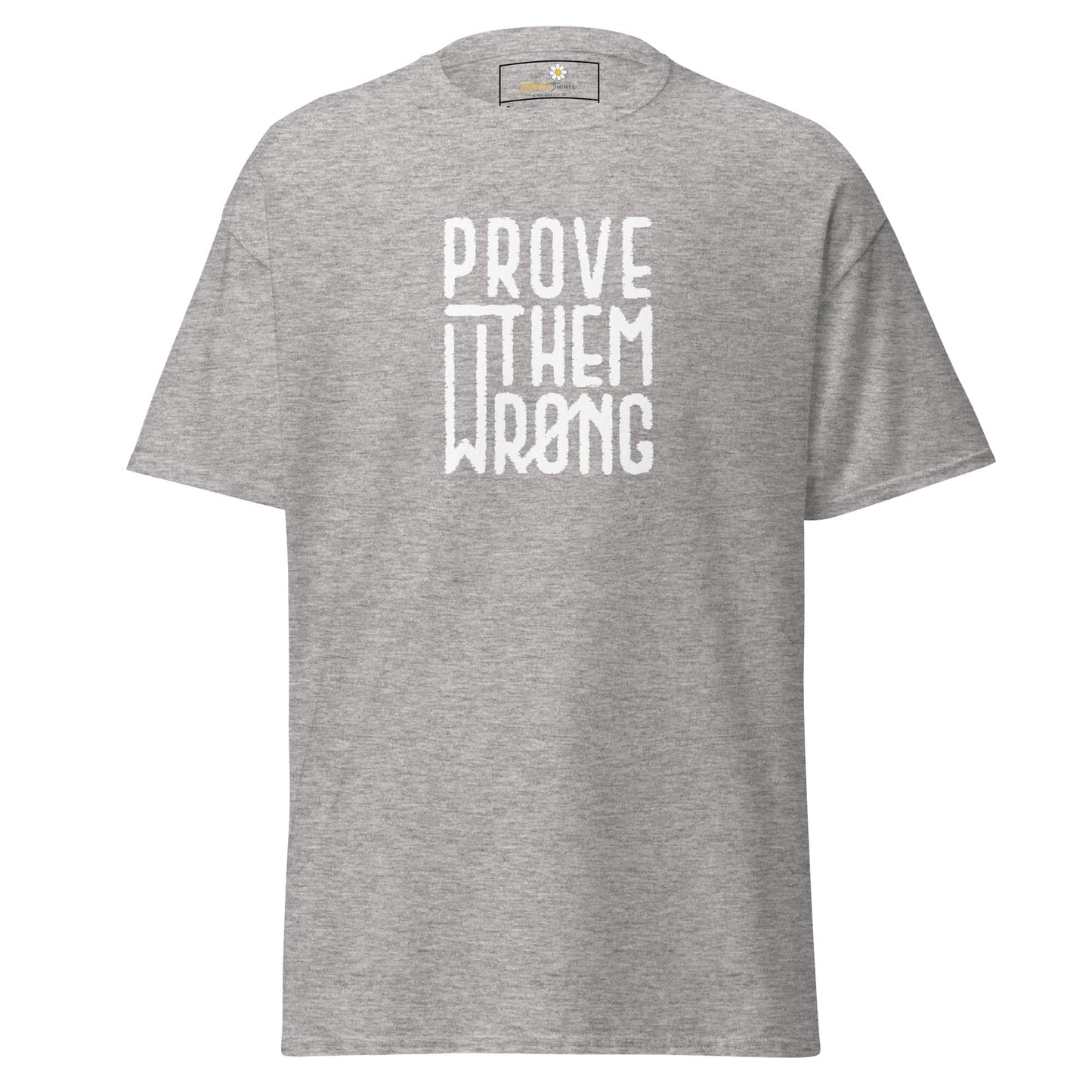 Gray T-shirt with white text, suitable for men and women, available in sizes S to XL