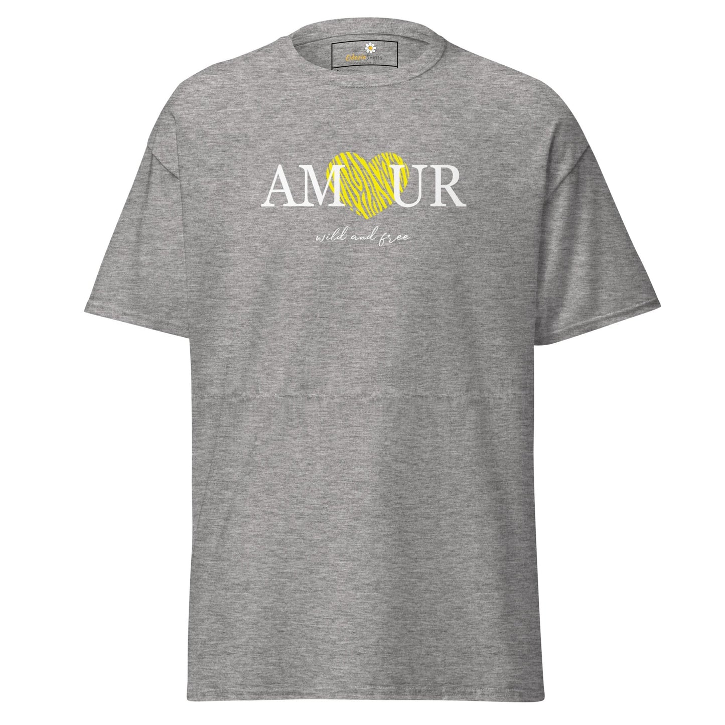Unisex classic t-shirt TEXT AMOUR WILD N FREE - REGULAR - Sport Grey / S