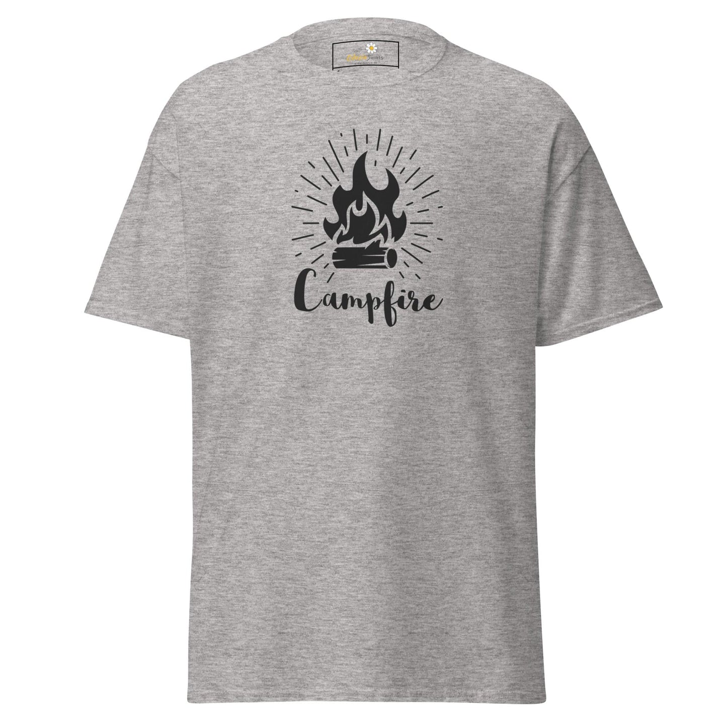 Gray T-shirt with campfire graphic from T-SHIRT DESIGN TEE collection available in S to XL