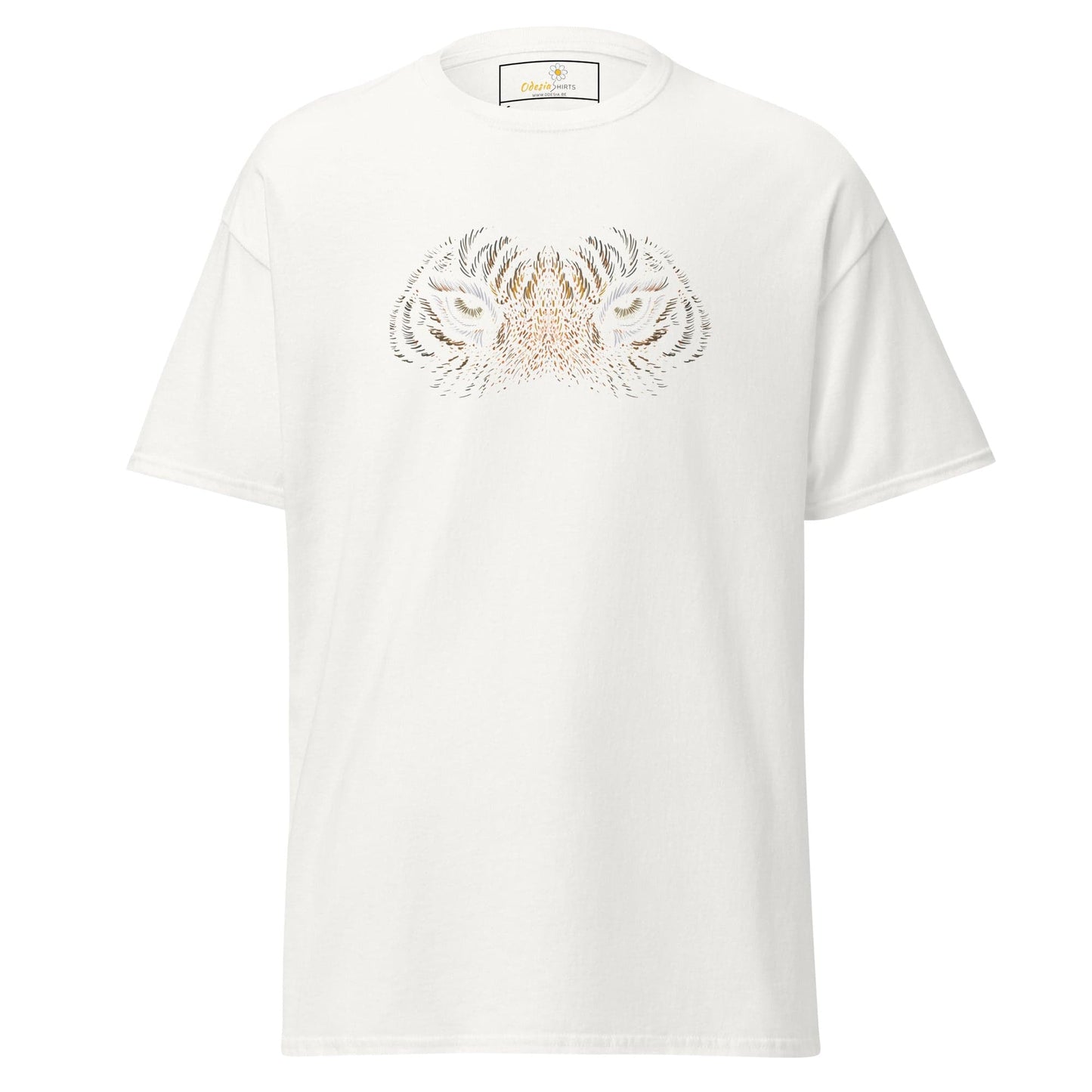White T-shirt with tiger design for Men and Women in sizes S to XL