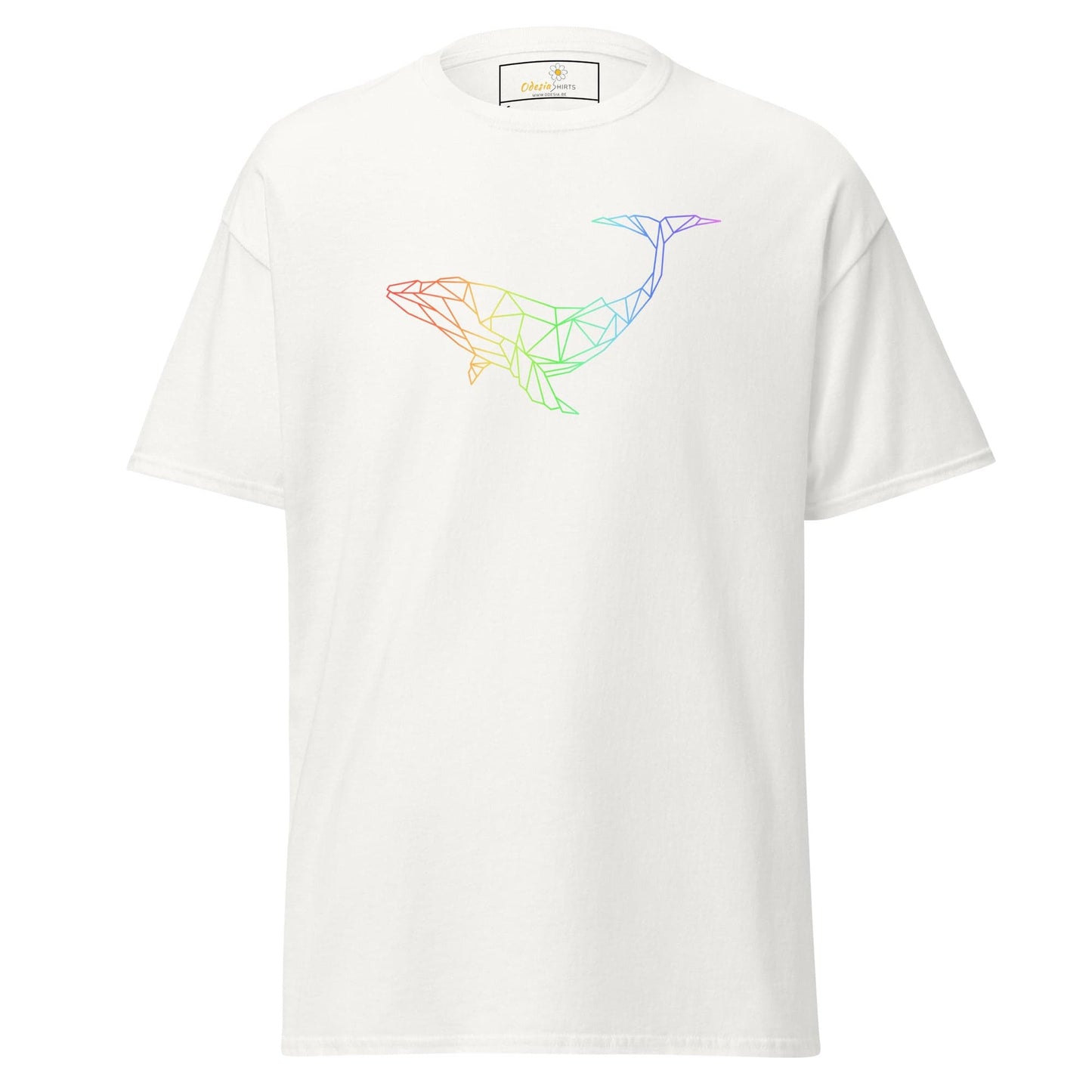 White T-shirt with geometric whale design for Men and Women in Sizes S to XL