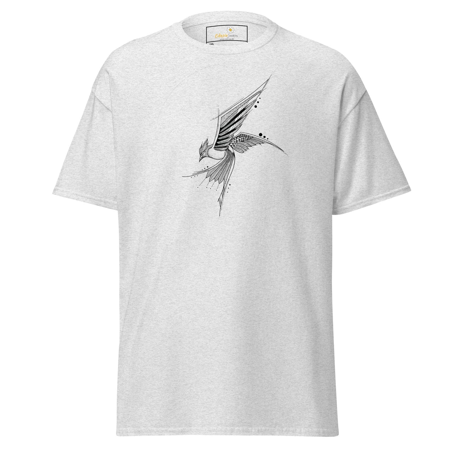 White T-shirt with bird design for men and women in 2XL to 5XL sizes