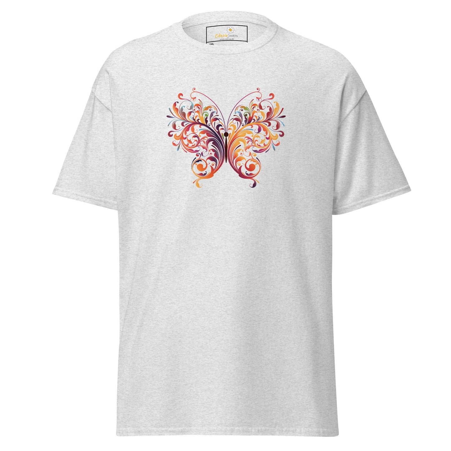 White T-shirt with colorful butterfly design for Men and Women in 2XL to 5XL sizes