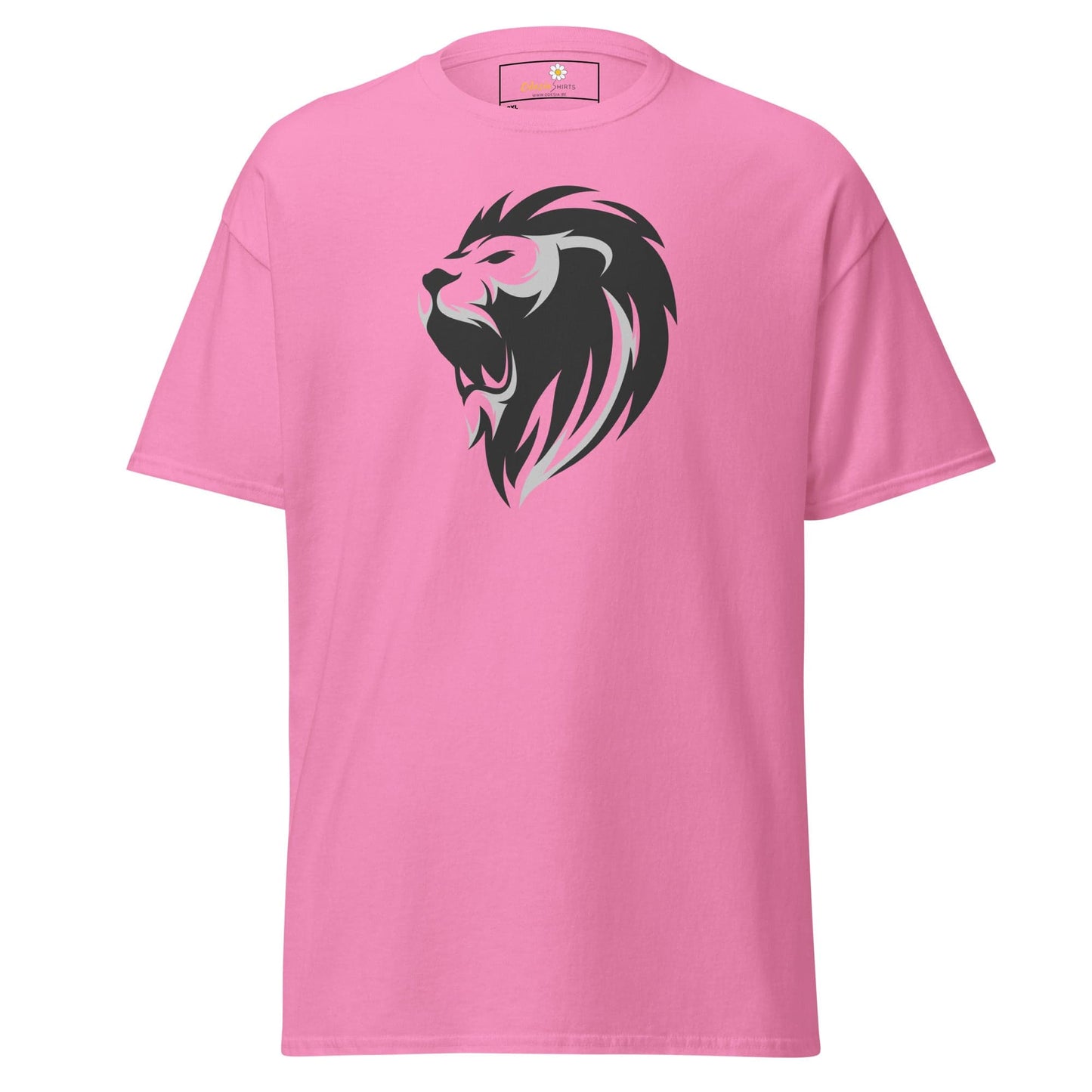 Pink T-shirt with lion graphic for Men and Women in 2XL to 5XL size range