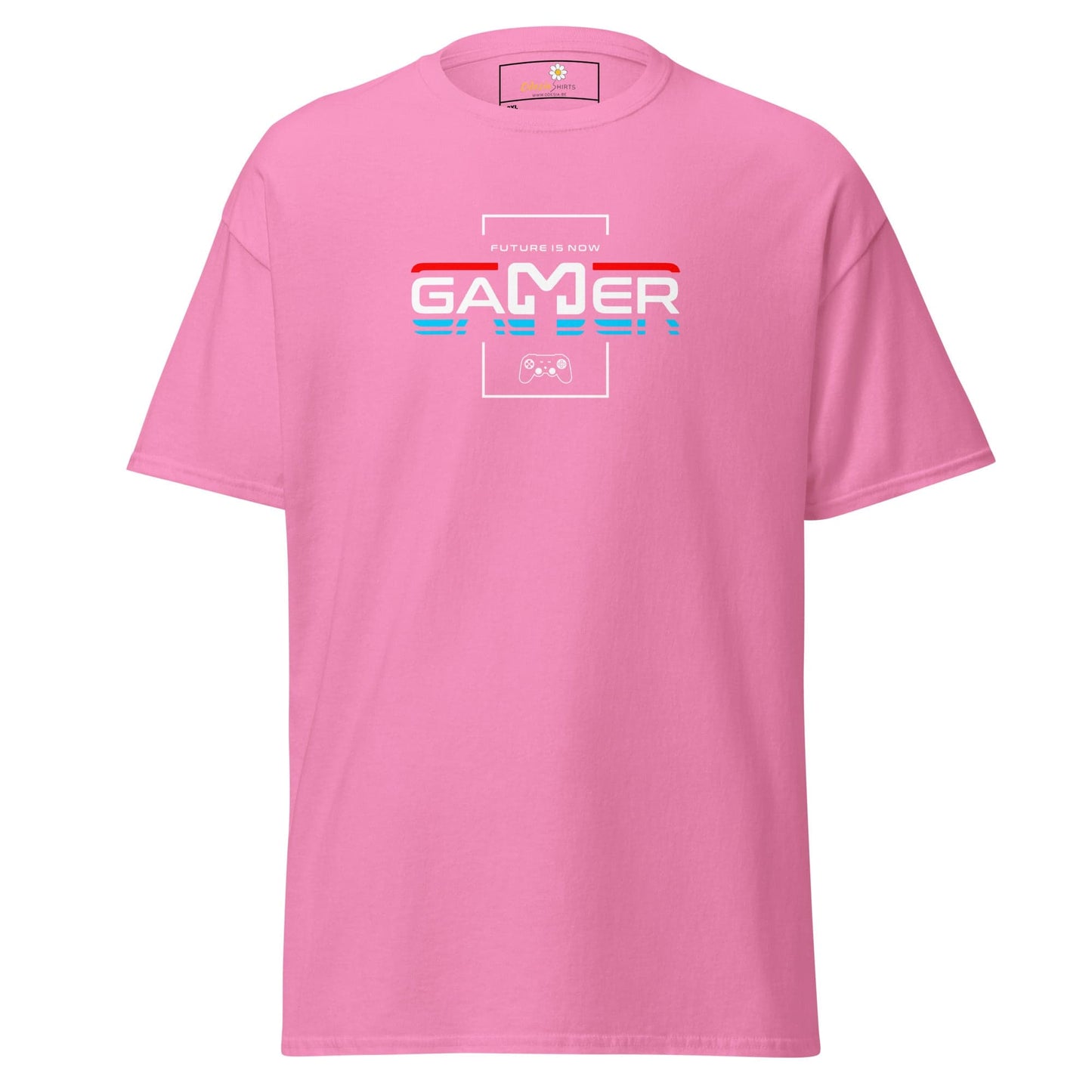 Pink t-shirt with gamer design.