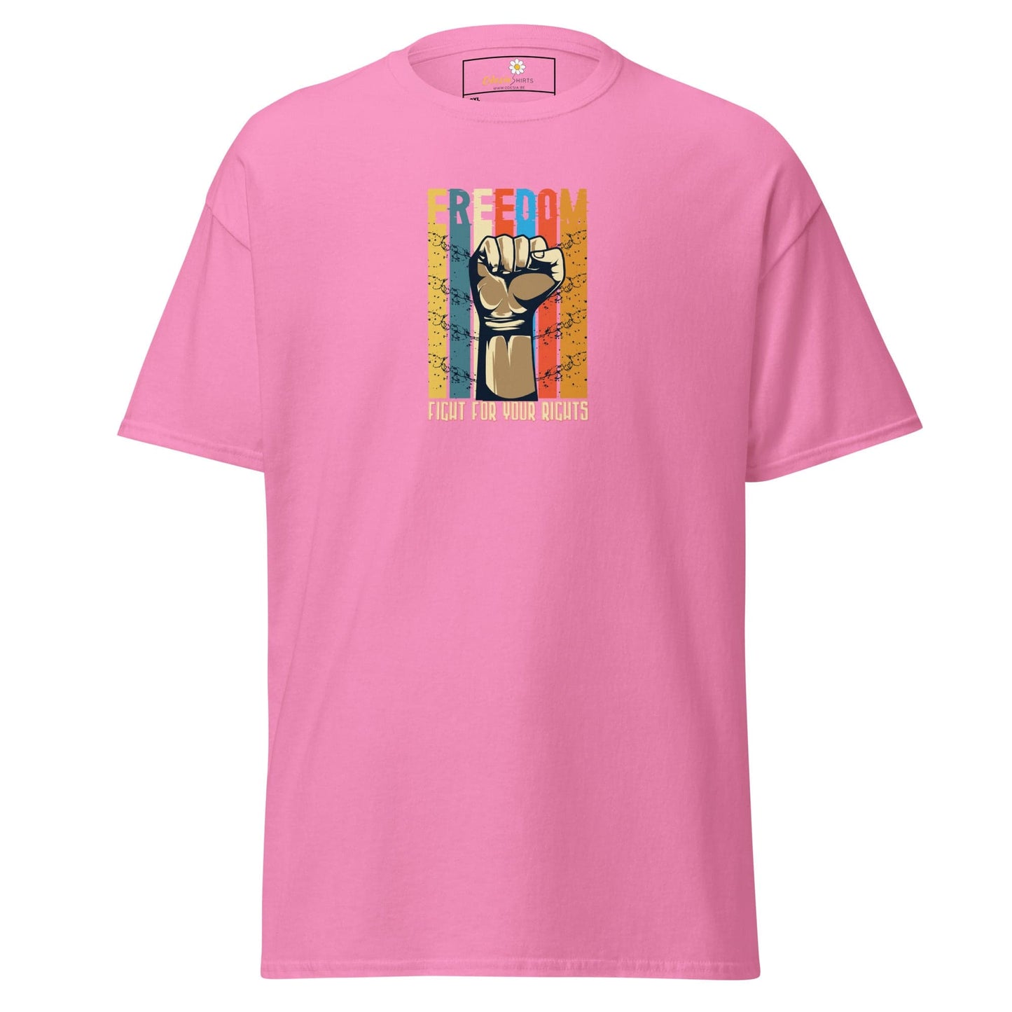 Pink t-shirt with freedom fist graphic from T-SHIRT DESIGN TEE for MEN and WOMEN