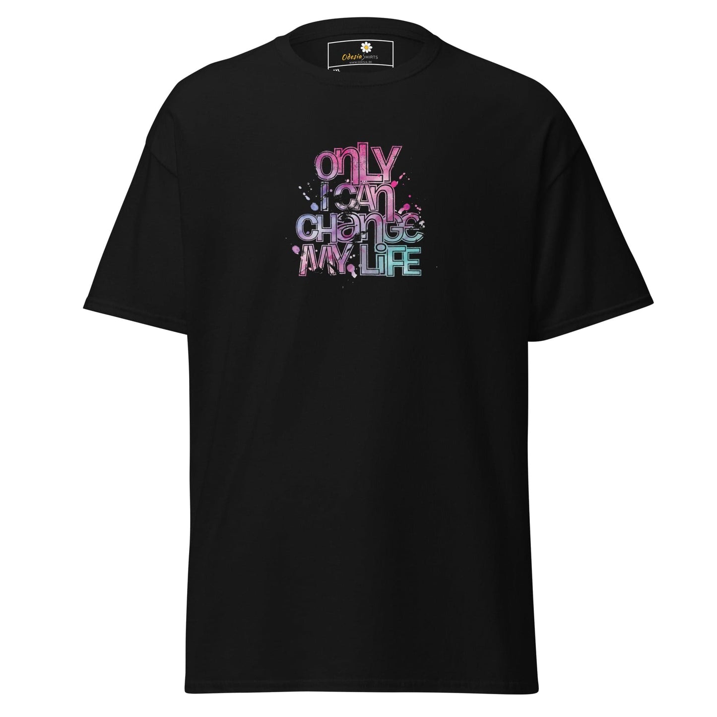 Black T-Shirt with colorful text for Men and Women size 2XL to 5XL