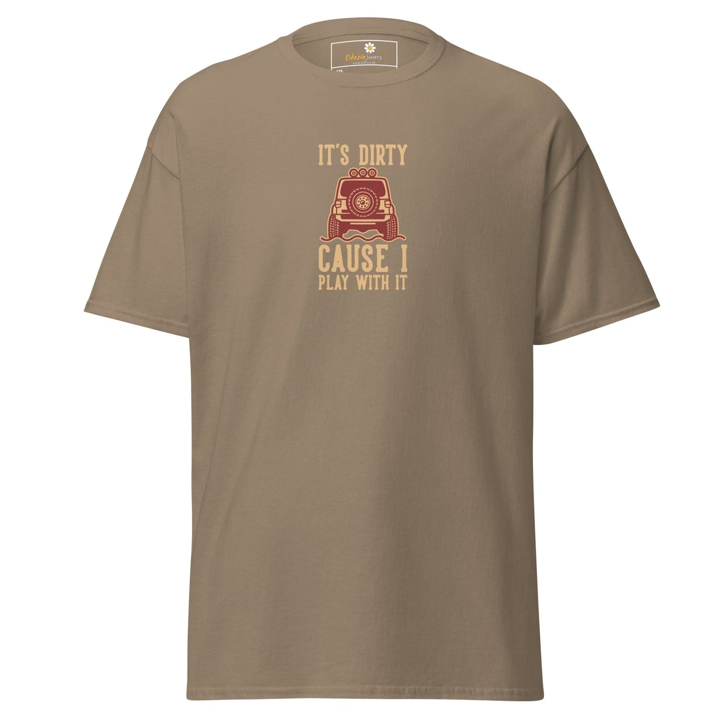 Khaki t-shirt.