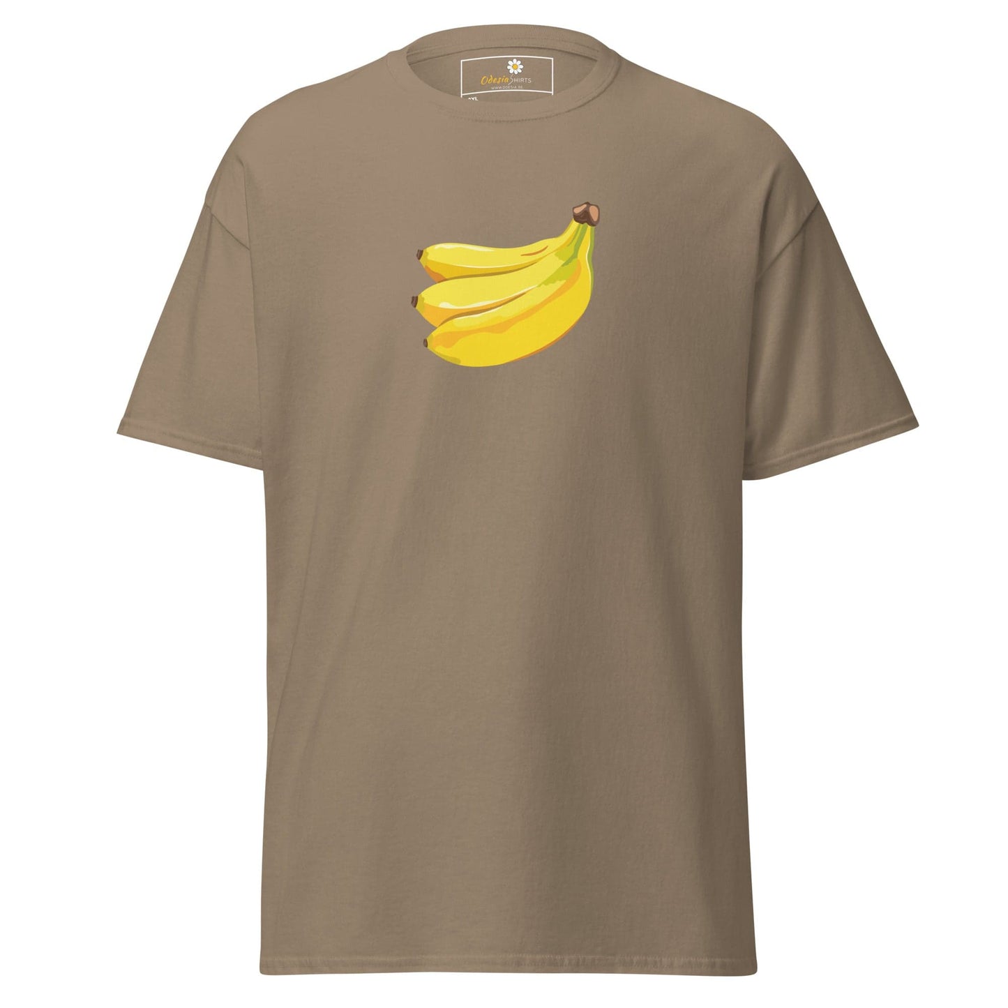 Khaki t-shirt with banana graphic from T-SHIRT DESIGN TEE for Men and Women in 2XL to 5XL