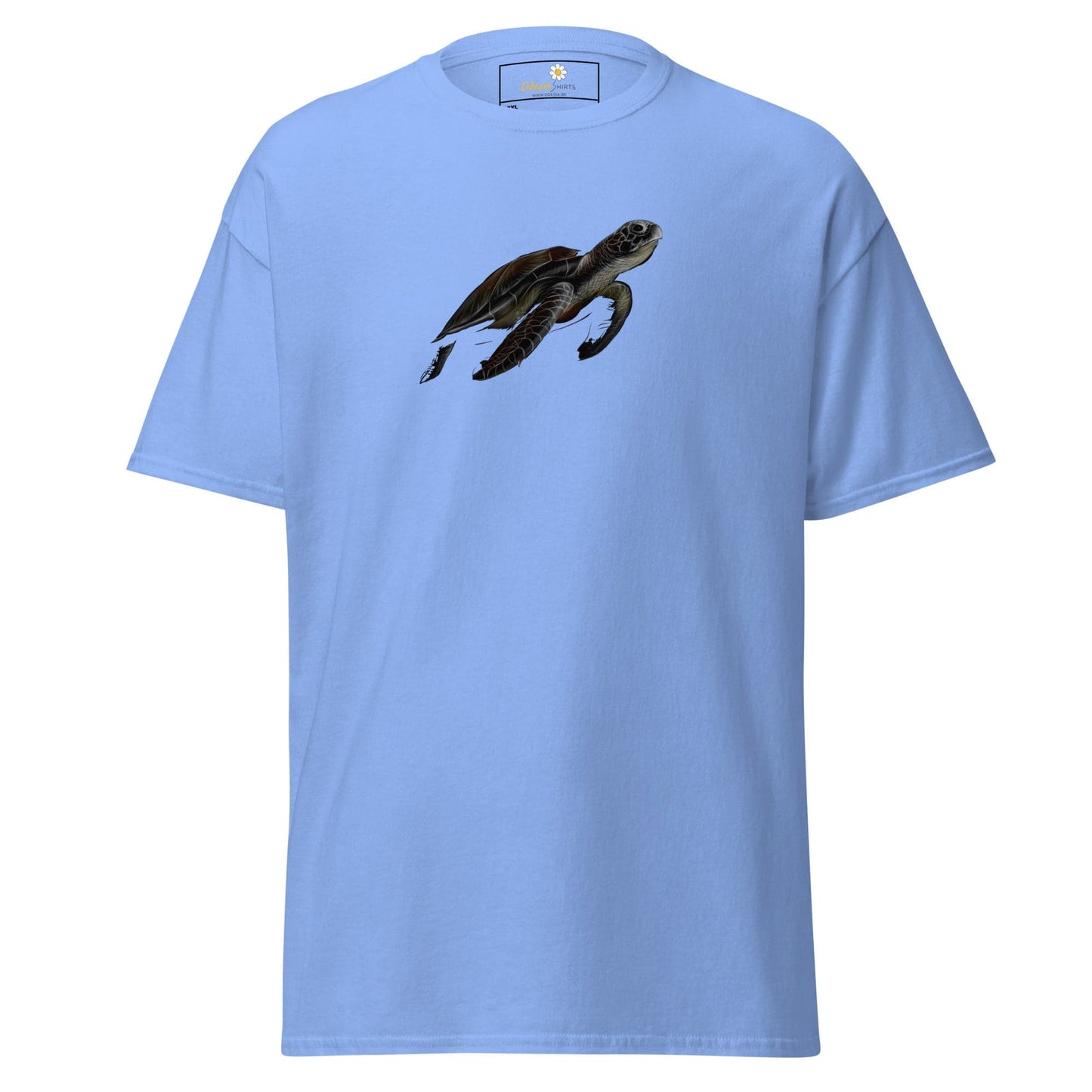 Light blue T-shirt with turtle graphic from T-SHIRT DESIGN TEE for Men and Women