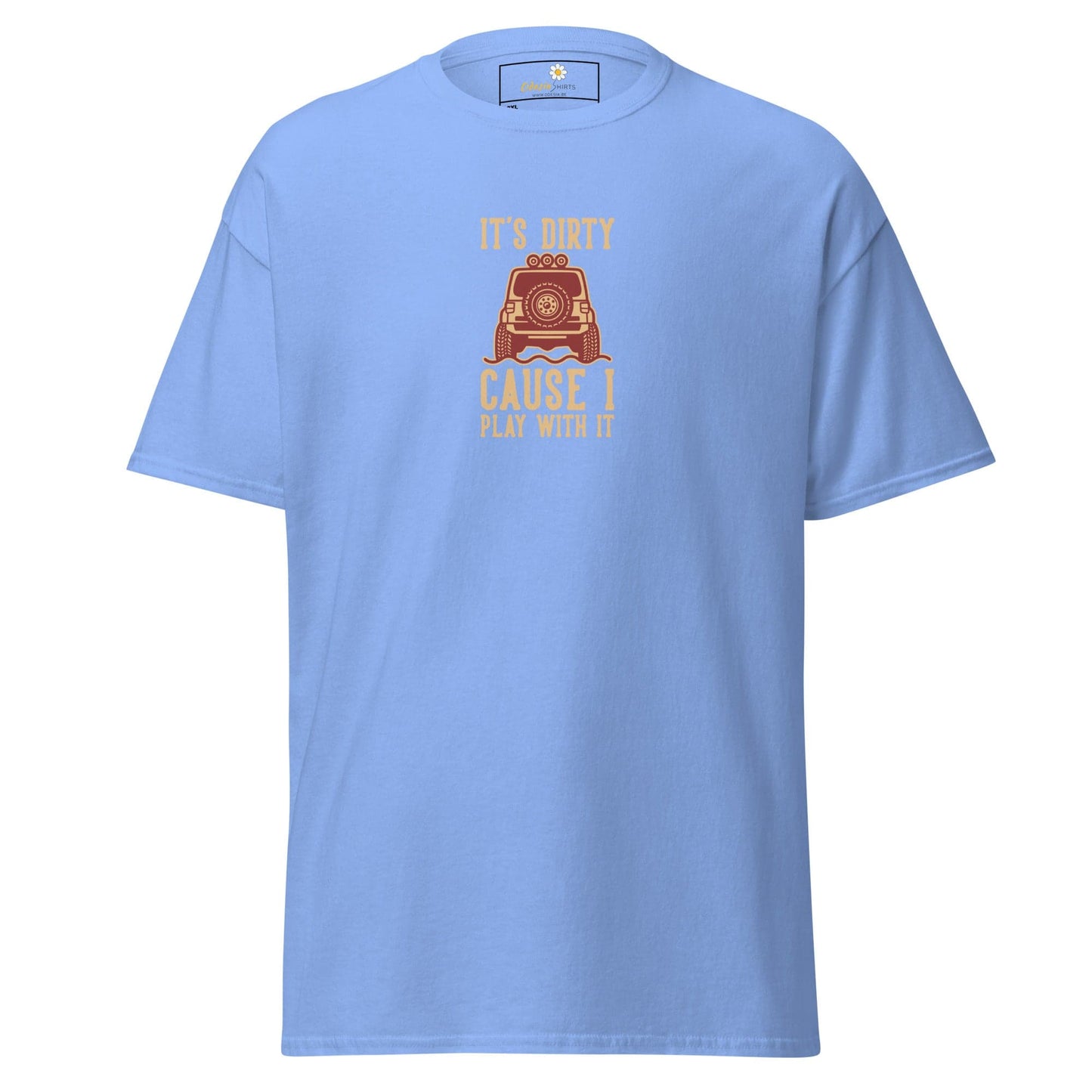 Light blue t-shirt.