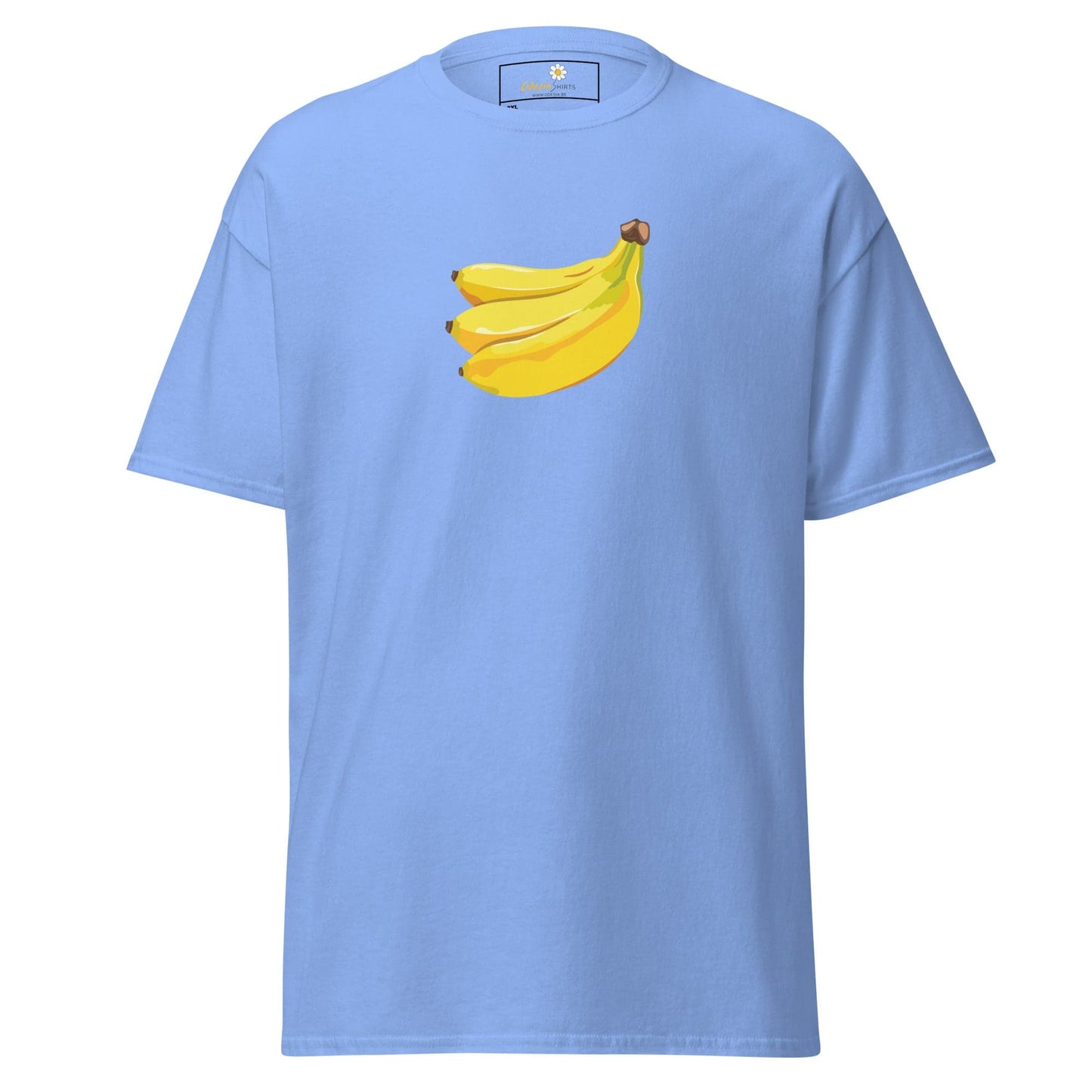 Light blue t-shirt featuring banana graphic from T-SHIRT DESIGN TEE for Men and Women