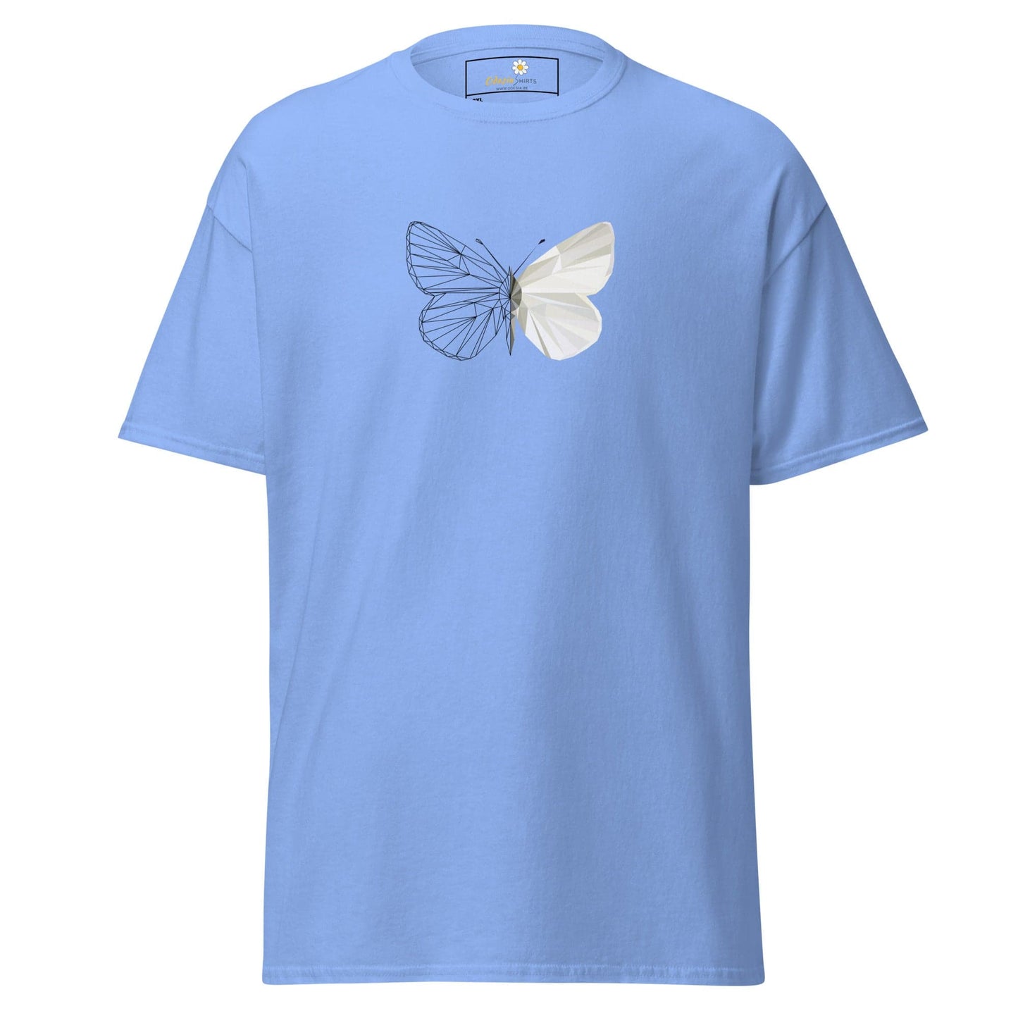 Light blue T-shirt with butterfly design for Men and Women in 2XL to 5XL sizes