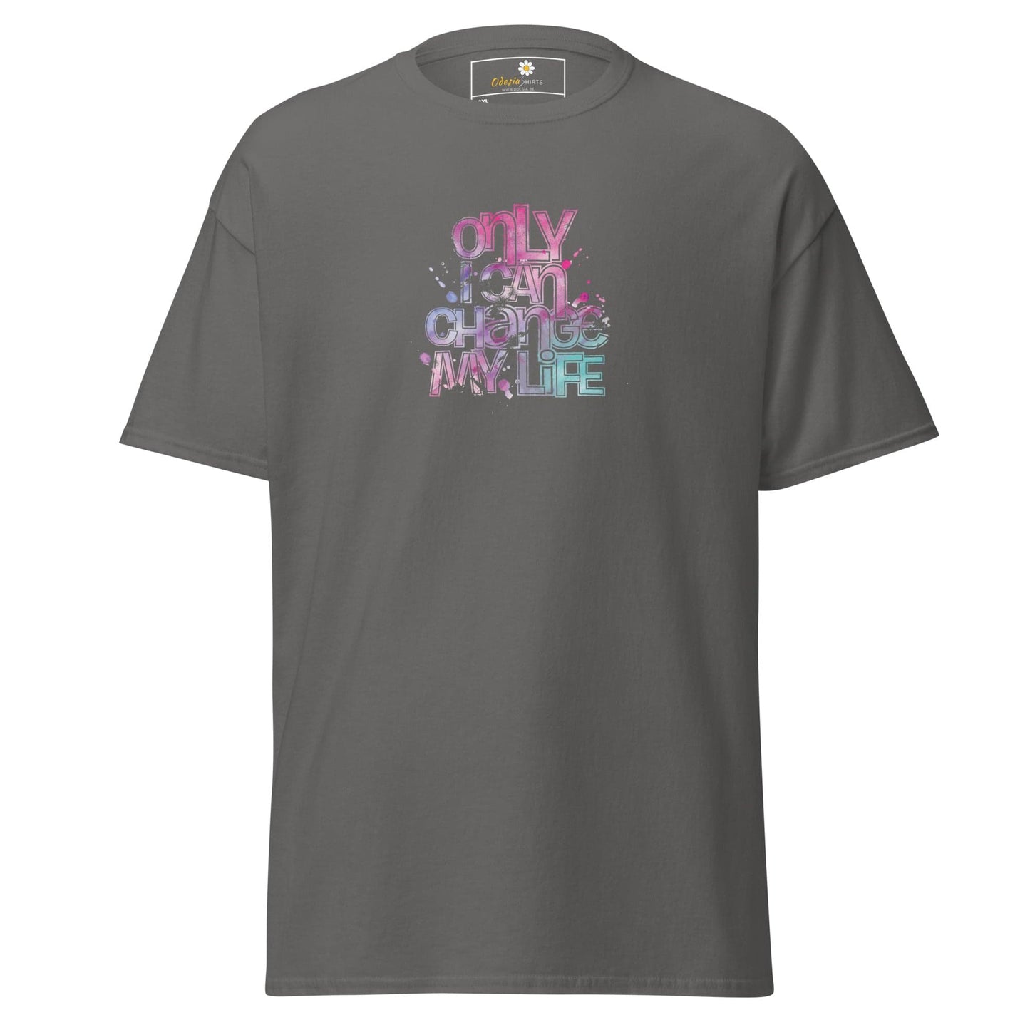 Gray T-shirt with colorful text design suitable for Men and Women in 2XL to 5XL sizes