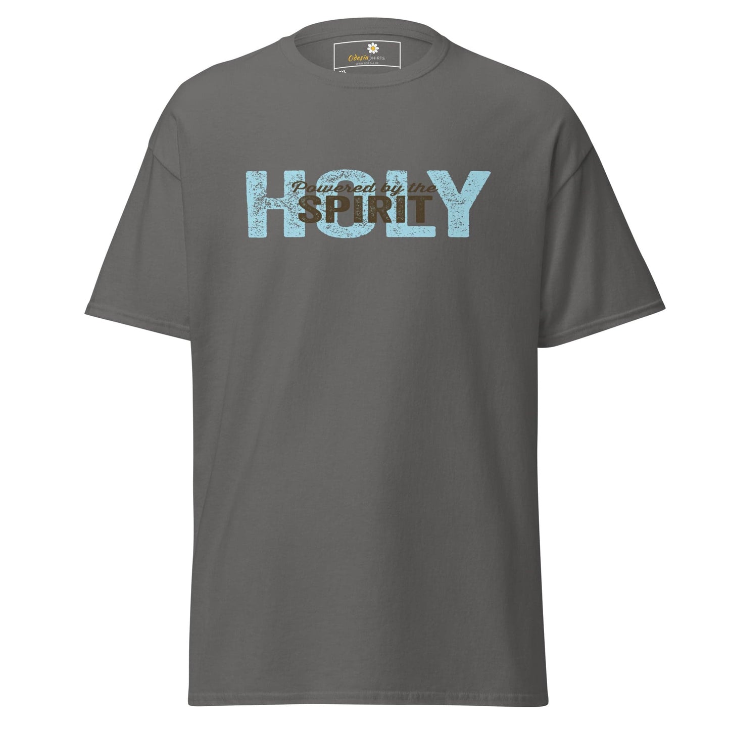 Gray T-shirt with Holy Spirit text available in men’s and women’s sizes from 2XL to 5XL
