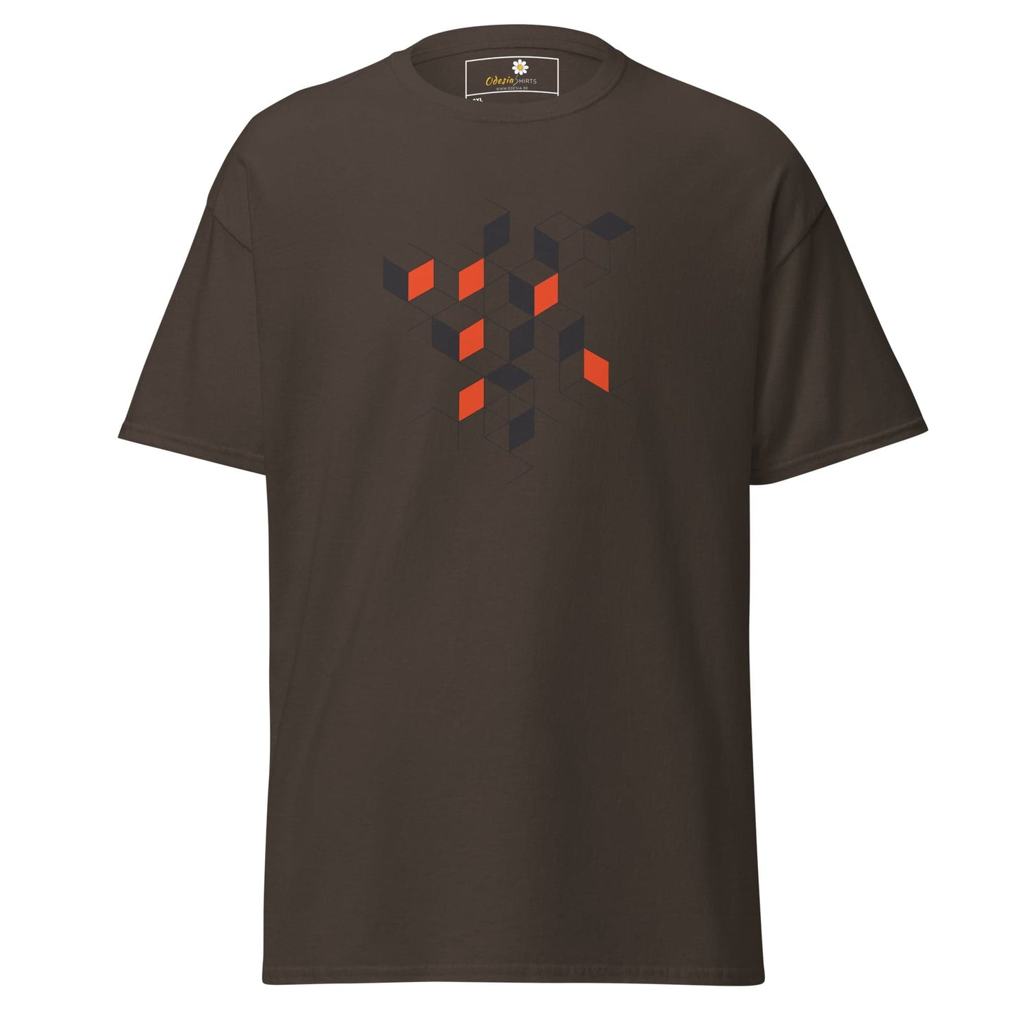 Brown T-shirt with geometric design from T-SHIRT DESIGN TEE for Men and Women in 2XL-5XL