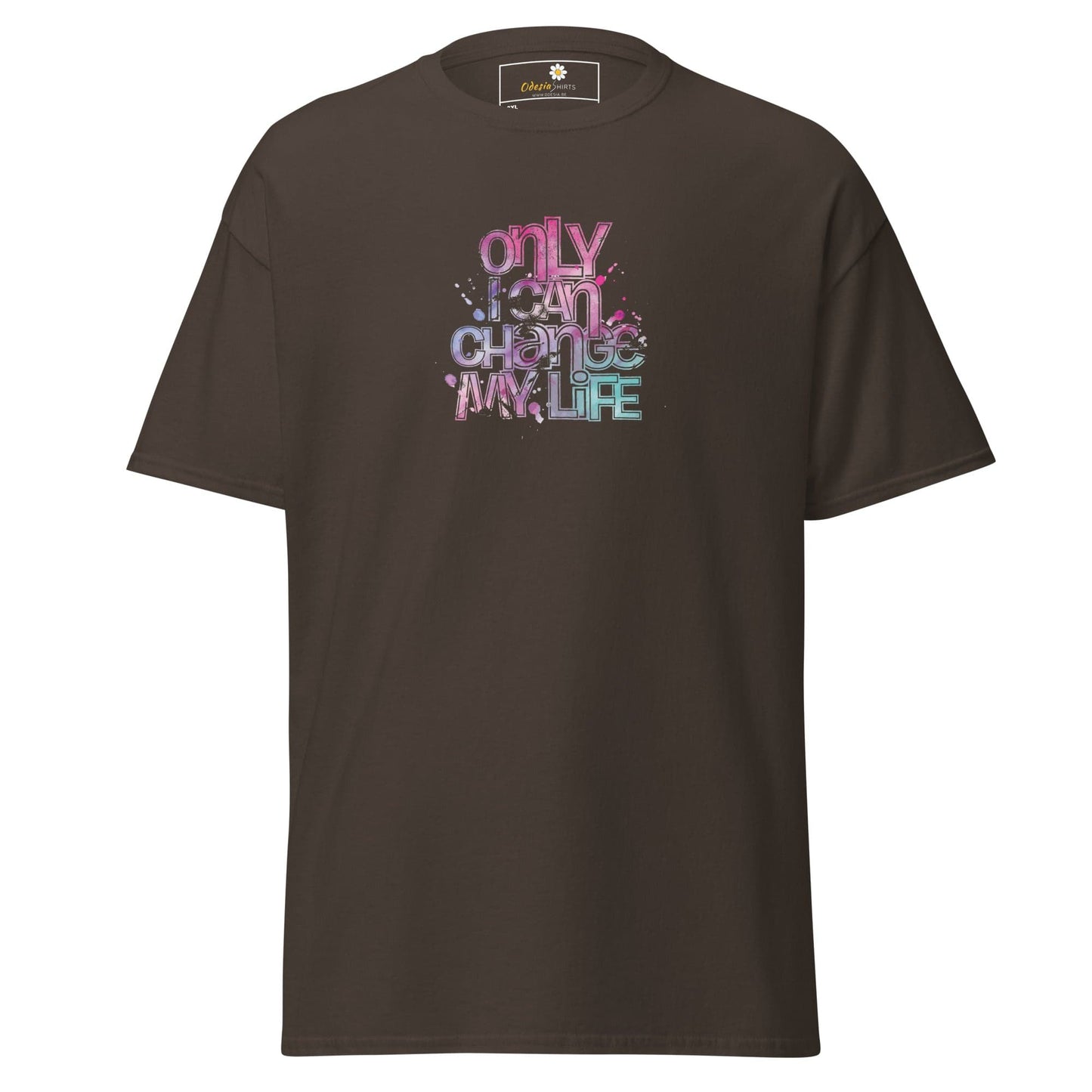 Brown T-shirt with colorful text from T-SHIRT DESIGN TEE for Men and Women size 2XL-5XL