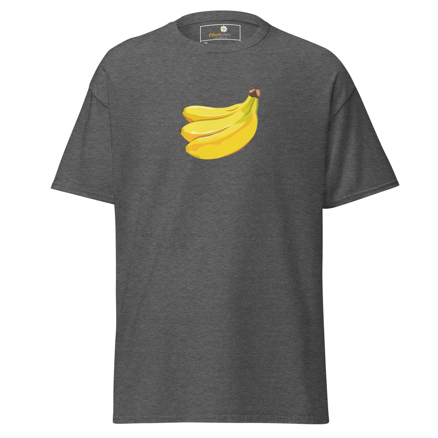 Gray T-shirt featuring a banana graphic from T-SHIRT DESIGN TEE collection in 2XL-5XL