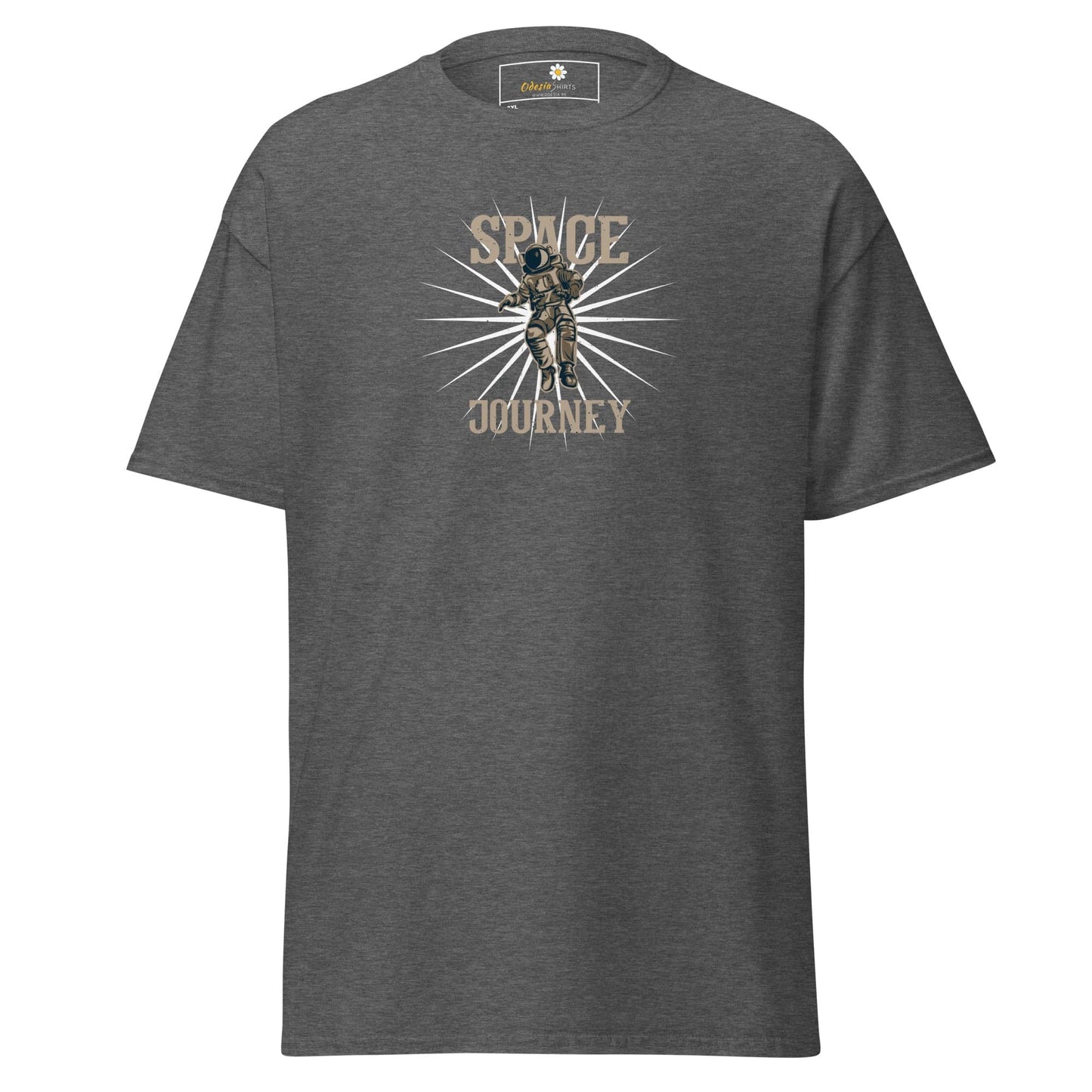 Gray T-shirt with astronaut graphic for men and women in 2XL to 5XL sizes