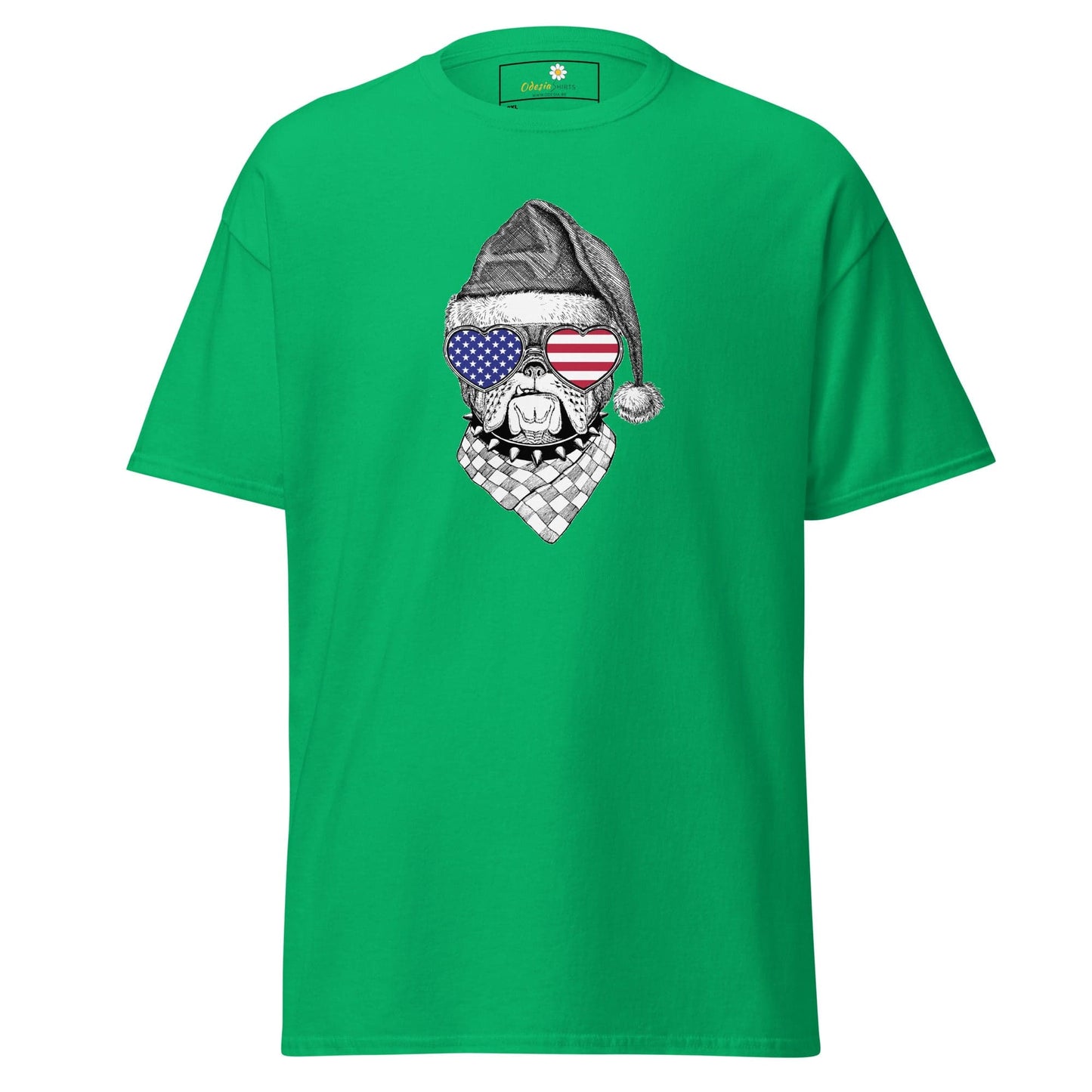 Green T-shirt with dog graphic displayed in T-SHIRT DESIGN TEE for men and women sizes 2XL to 5XL