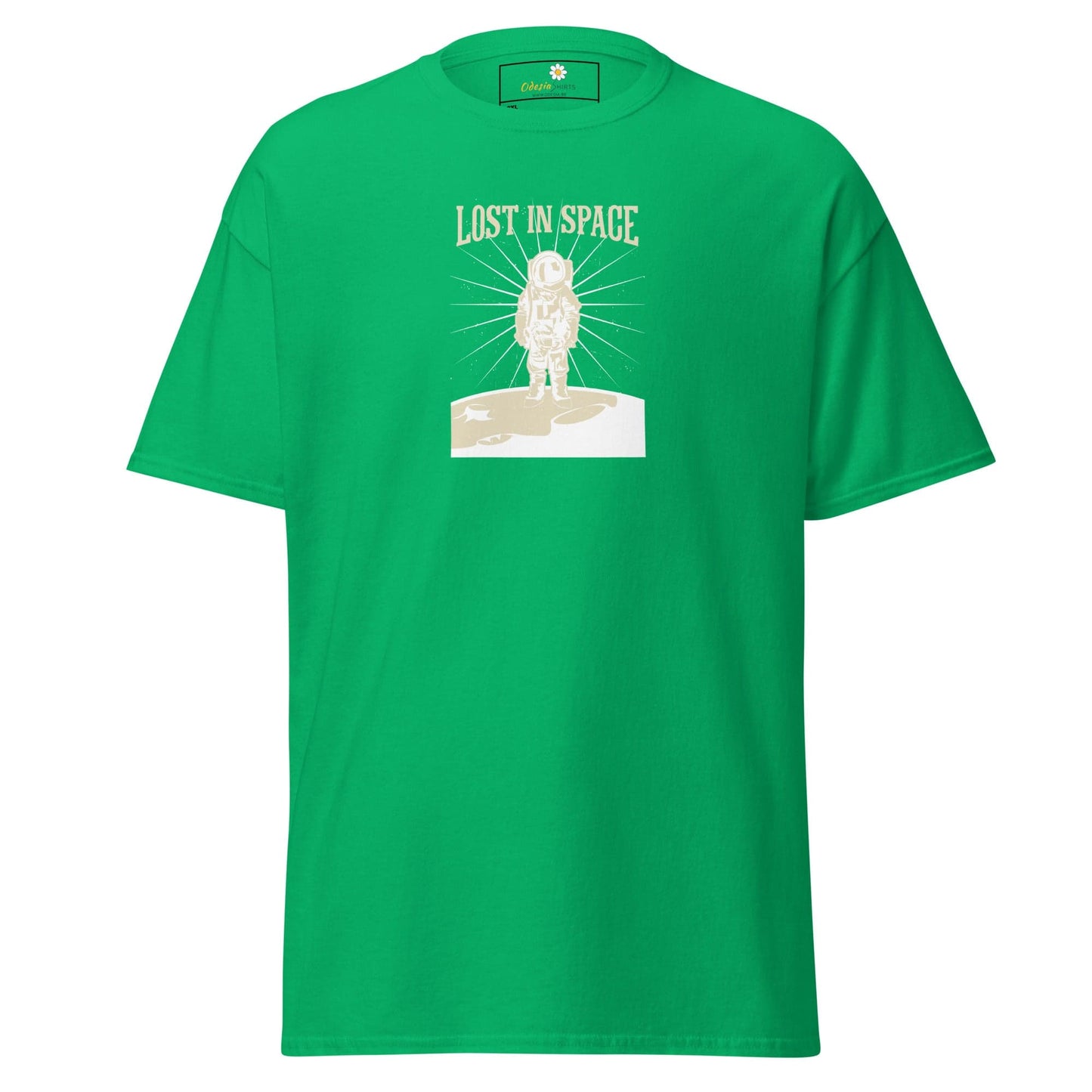 Green T-shirt with astronaut graphic for Men and Women available in 2XL to 5XL sizes