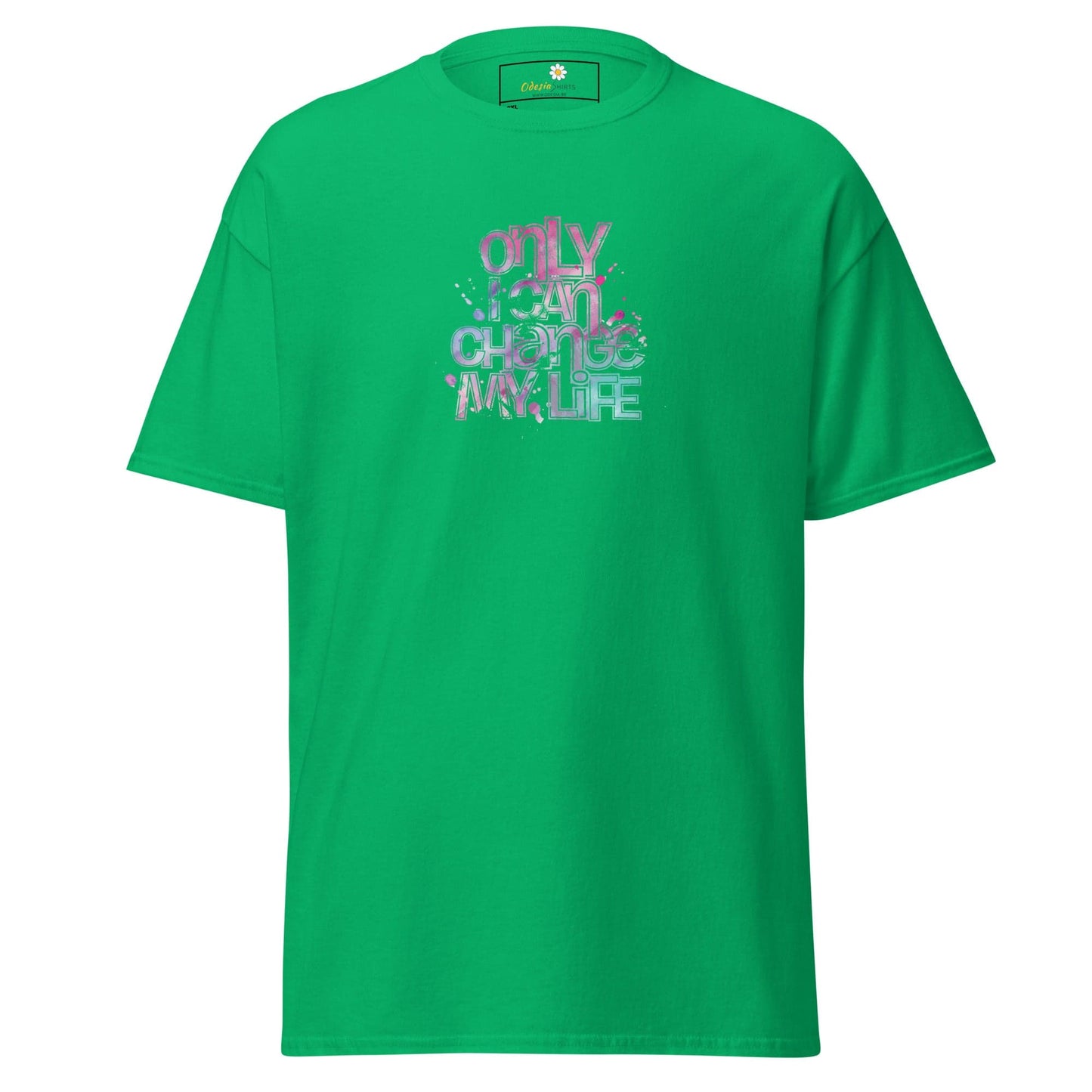 Green t-shirt with graphic design for men and women in size 2XL to 5XL