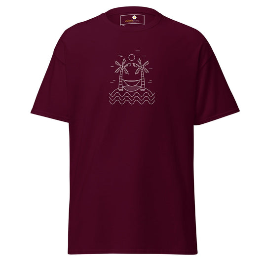 Maroon T-shirt with beach design for Men and Women in 2XL to 5XL sizes