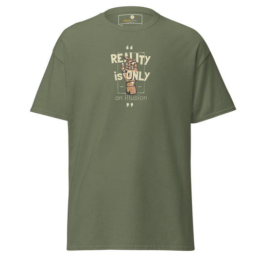 Olive green T-shirt with graphic design for men and women in 2XL to 5XL sizes