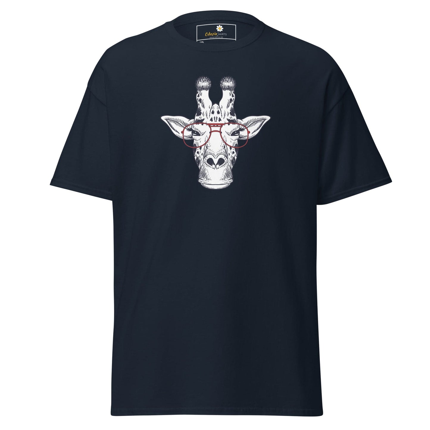 Navy T-shirt for Men and Women with Giraffe Graphic in Plus Sizes 2XL to 5XL