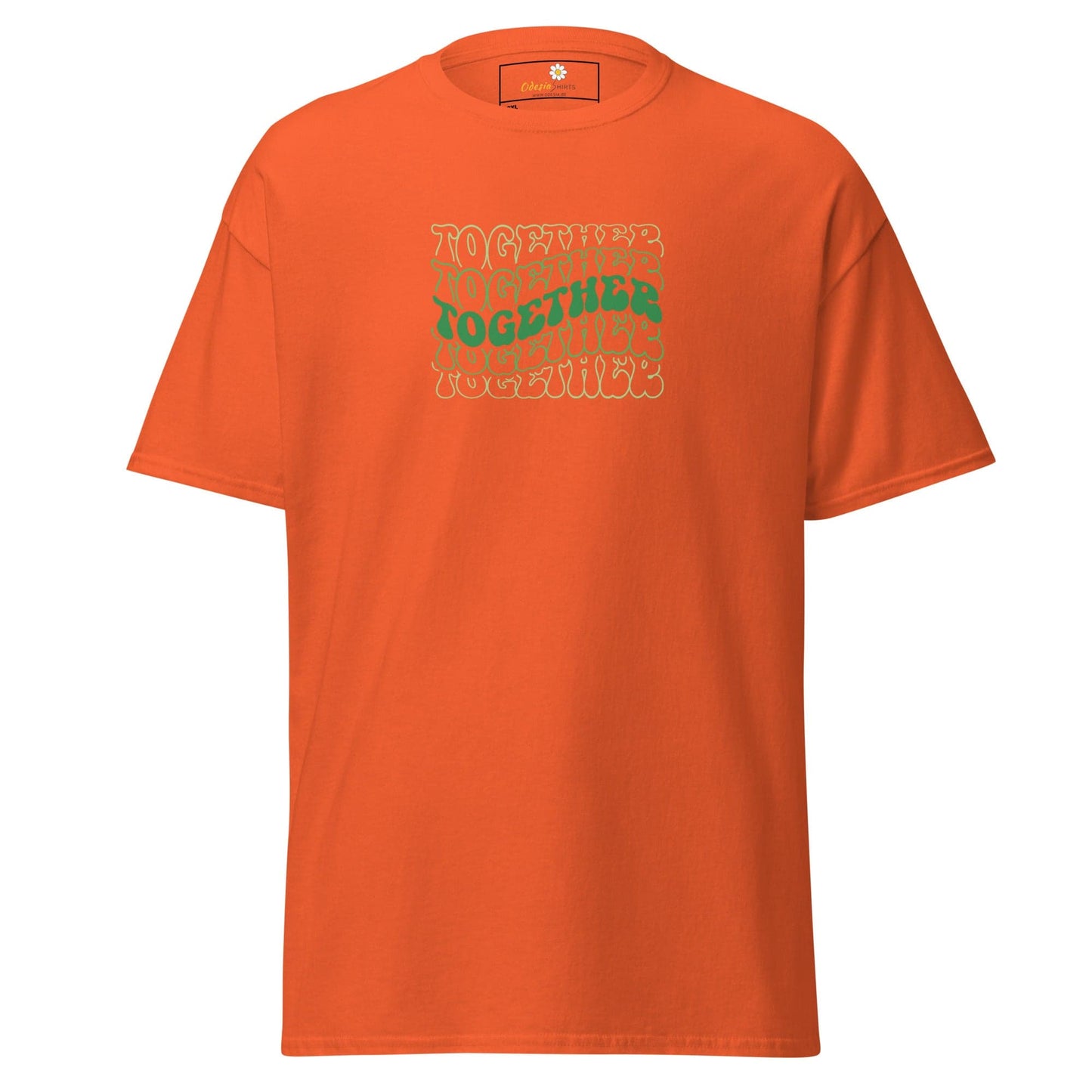 Orange T-shirt with Together text from T-SHIRT DESIGN TEE for Men and Women in 2XL-5XL