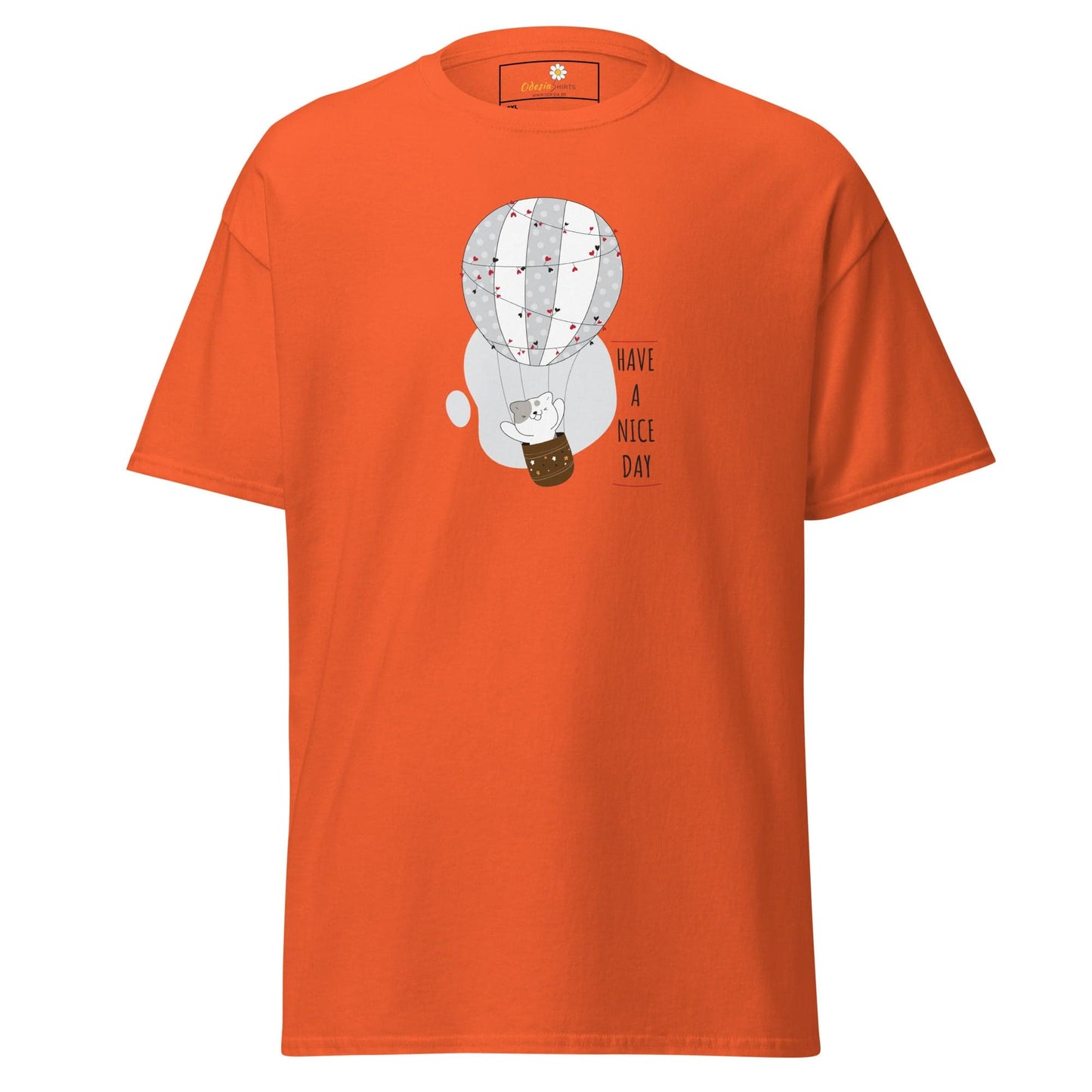 Orange T-shirt with cartoon balloon graphic for Men and Women in 2XL to 5XL sizes
