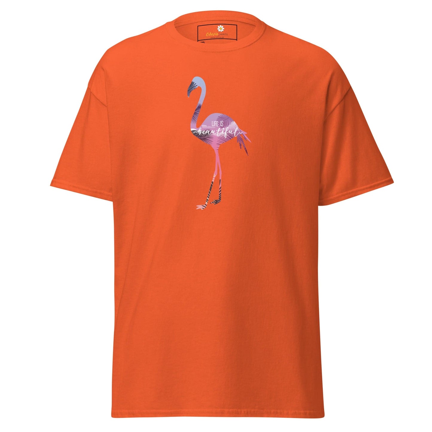 Orange T-shirt with Flamingo Design for Men and Women in 2XL to 5XL