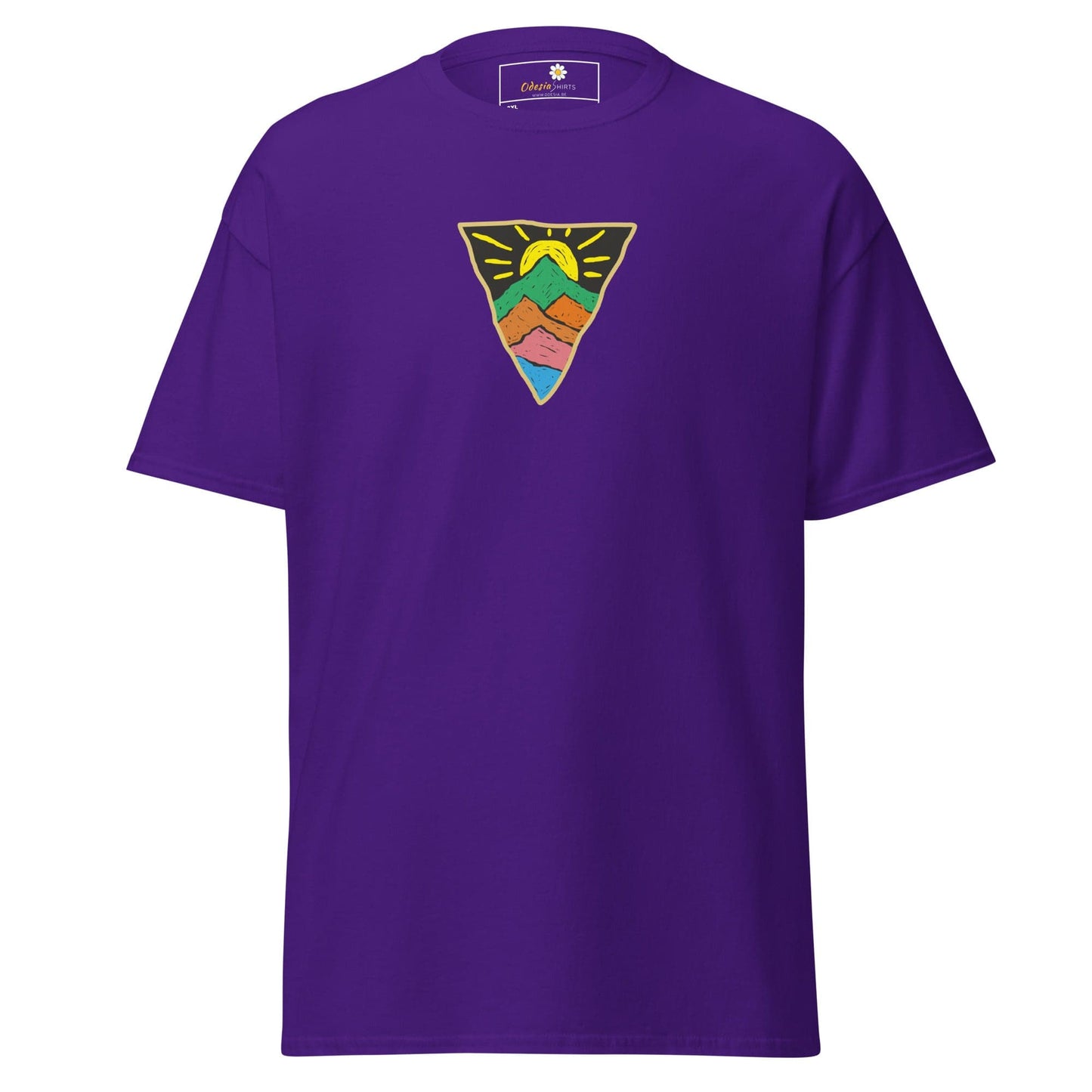 Purple T-shirt with mountain graphic for men and women in 2XL to 5XL sizes